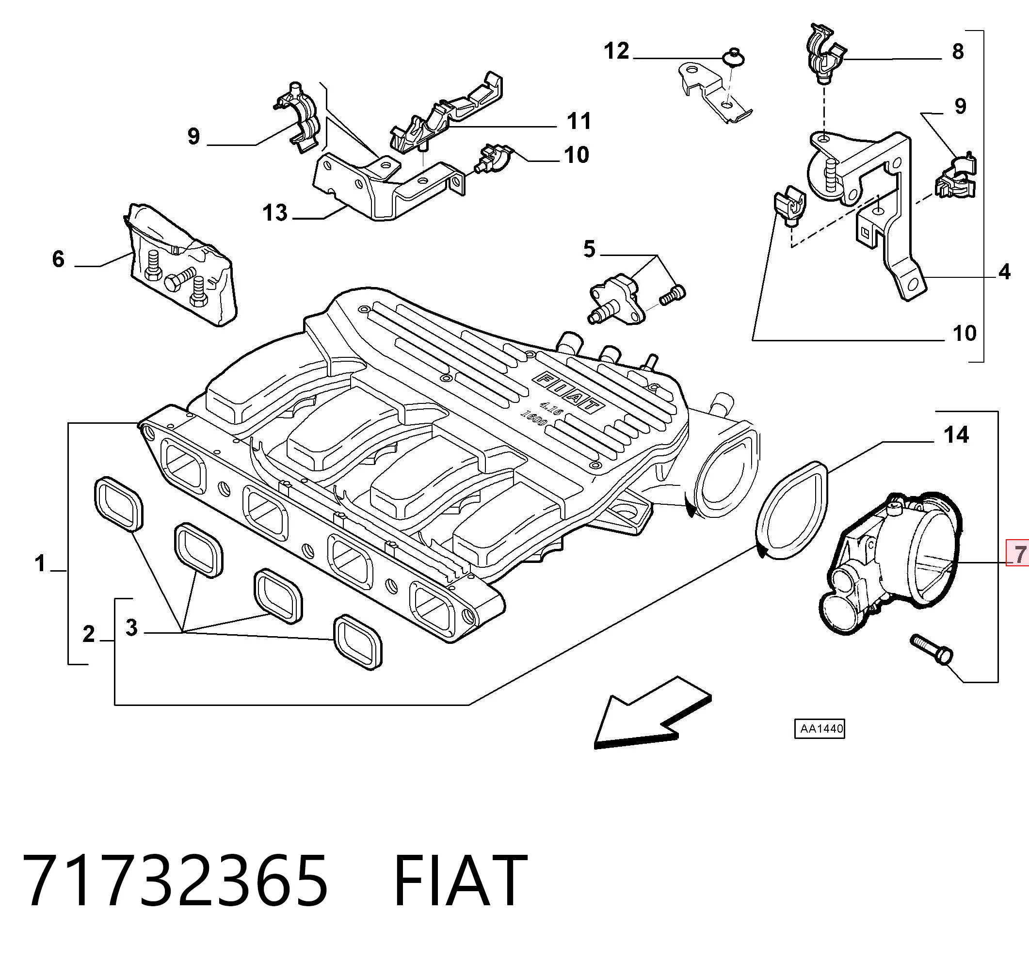 71732365 Fiat/Alfa/Lancia Дроссельная заслонка