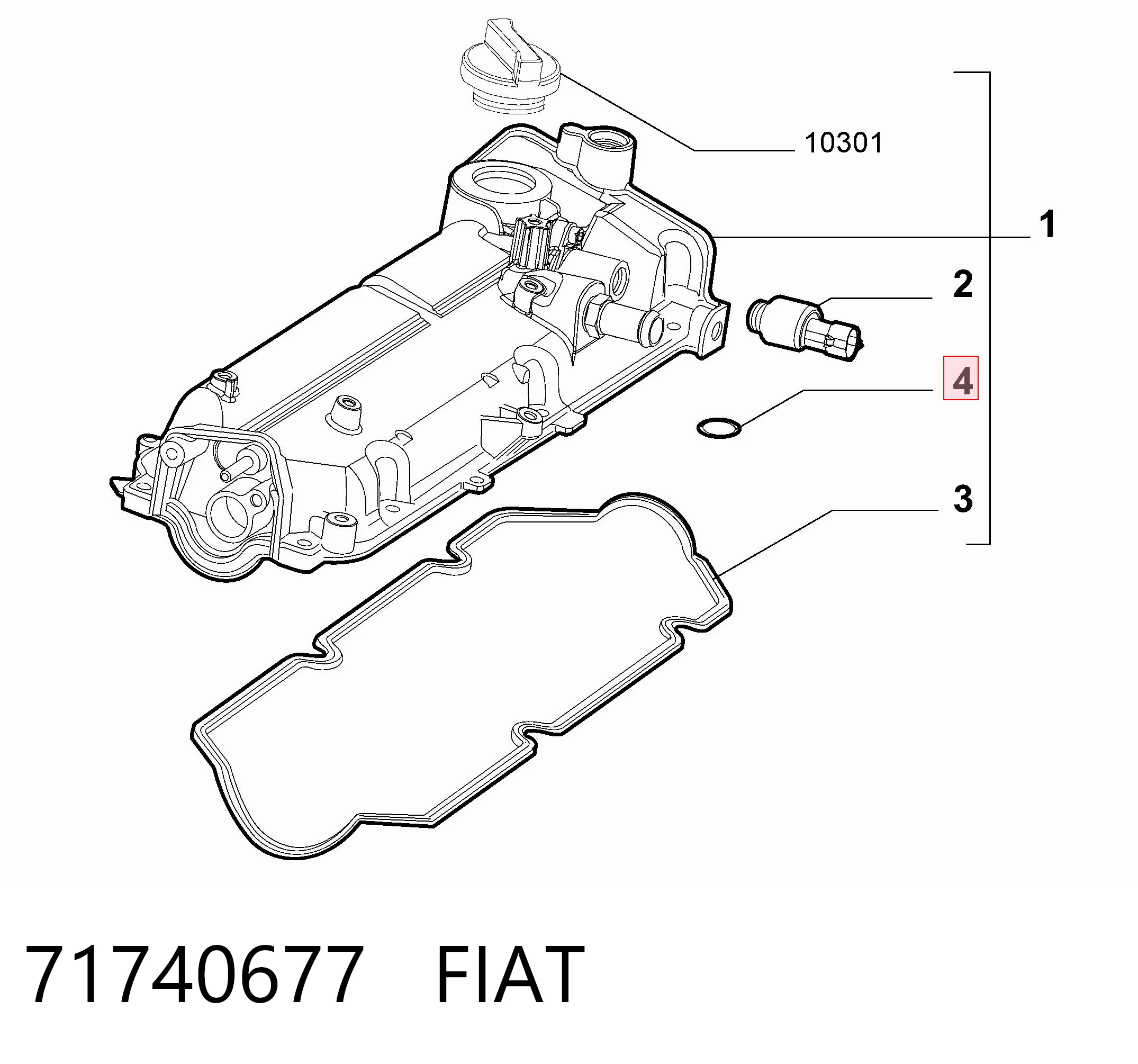 71740677 Fiat/Alfa/Lancia Прокладка клапанной крышки двигателя, кольцо