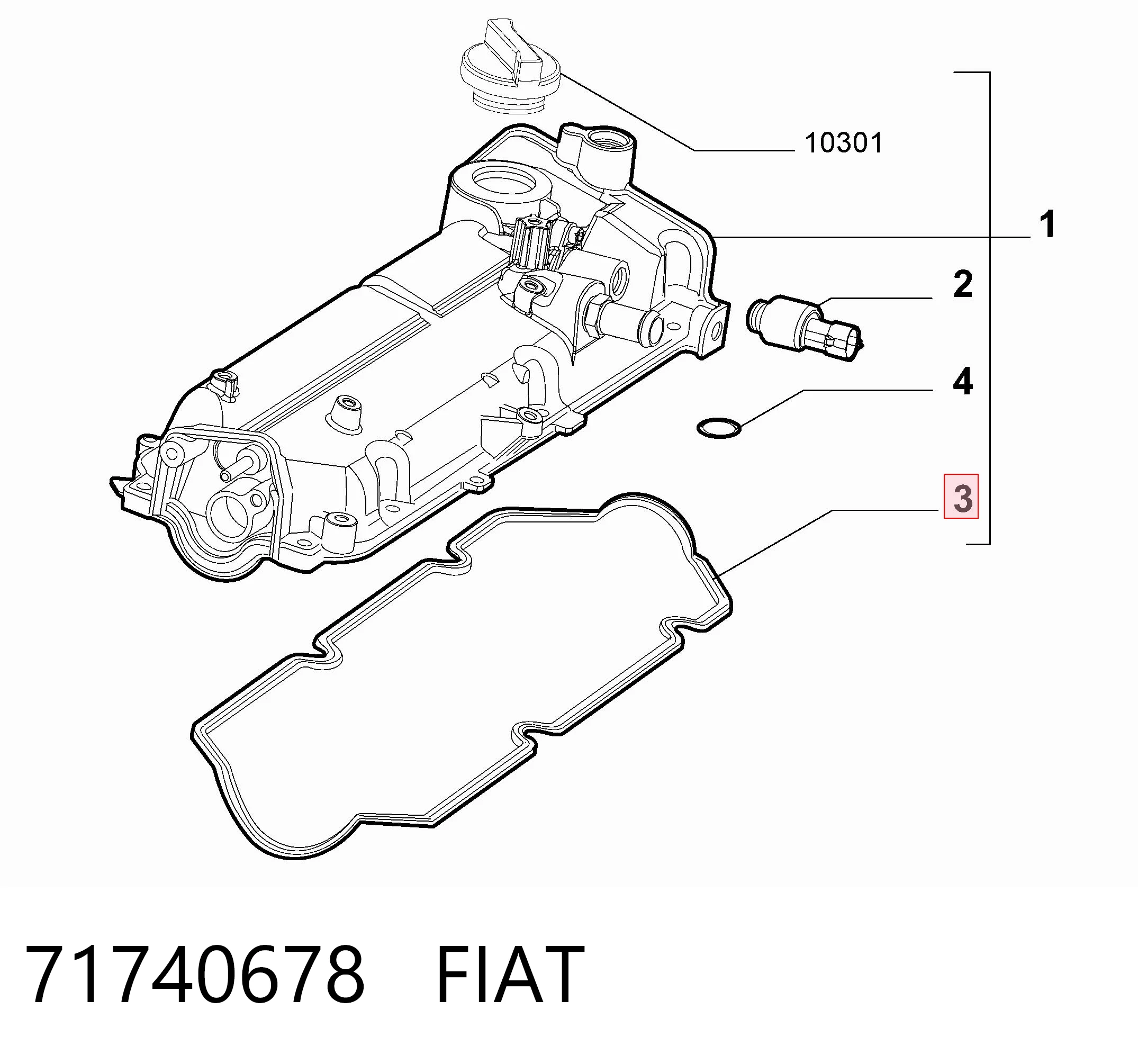 71740678 Fiat/Alfa/Lancia Прокладка крышки двигателя комплект