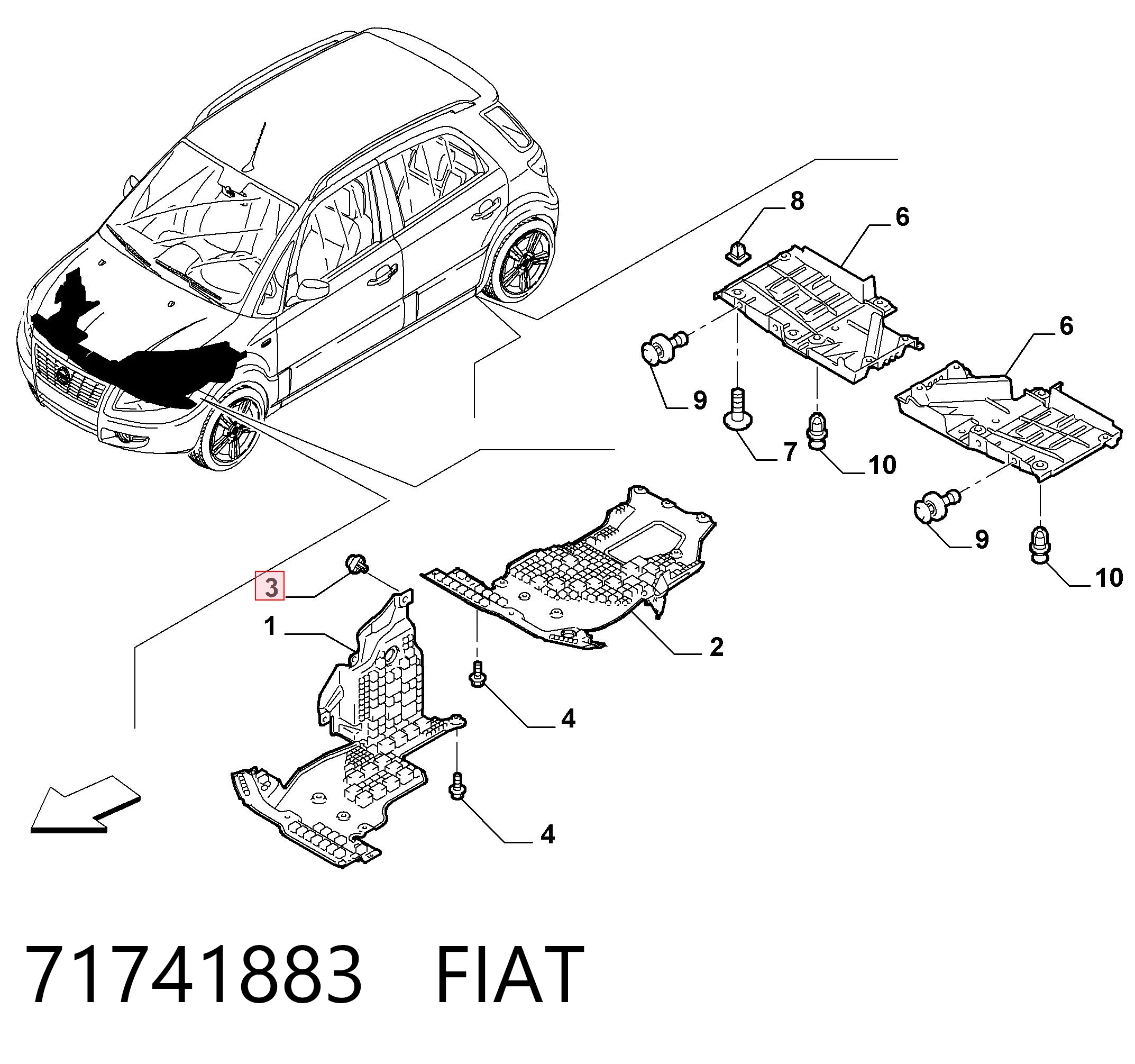 71741883 Fiat/Alfa/Lancia Клип крепления подкрылка переднего крыла