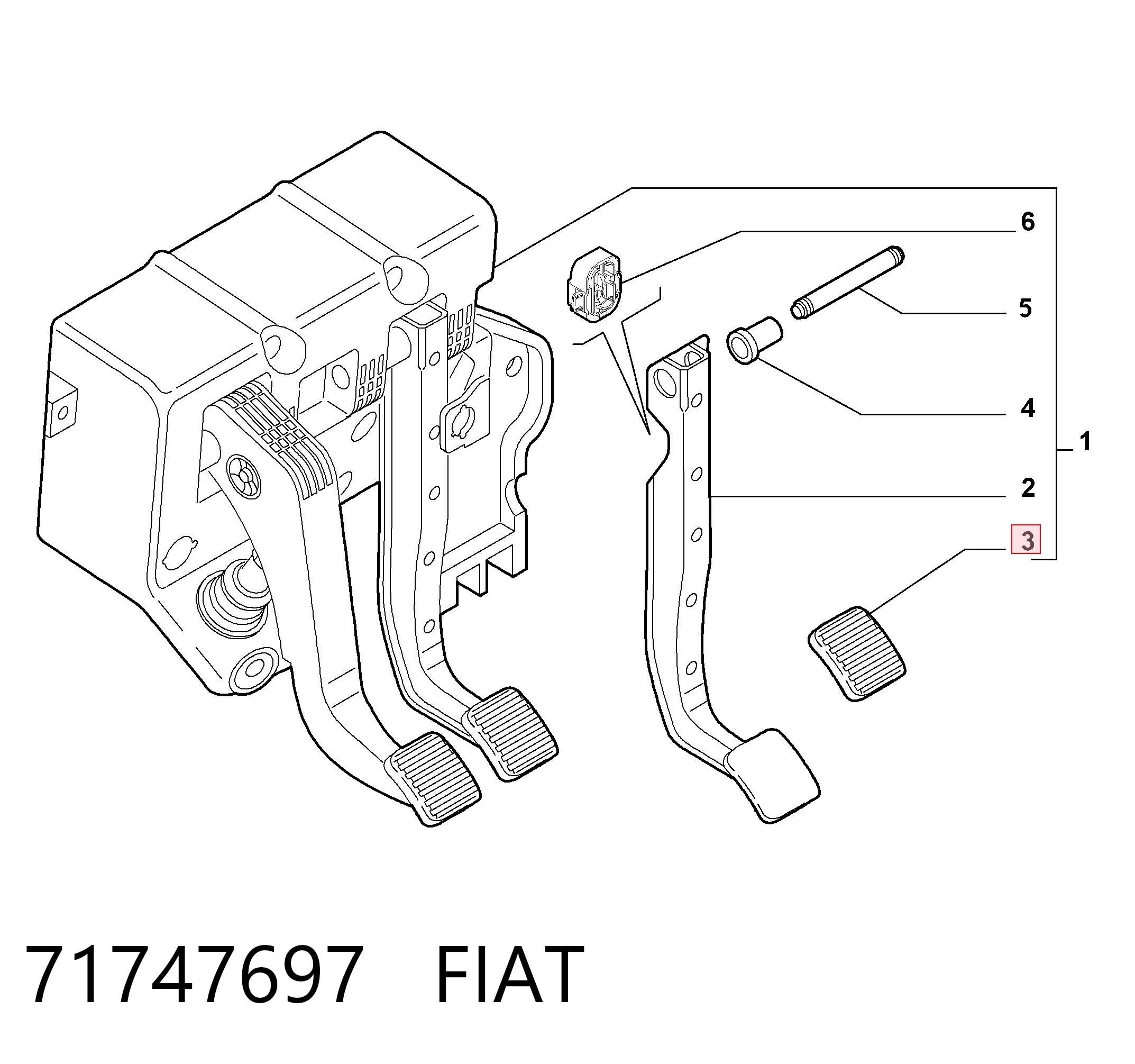 71747697 Fiat/Alfa/Lancia Накладка педали сцепления