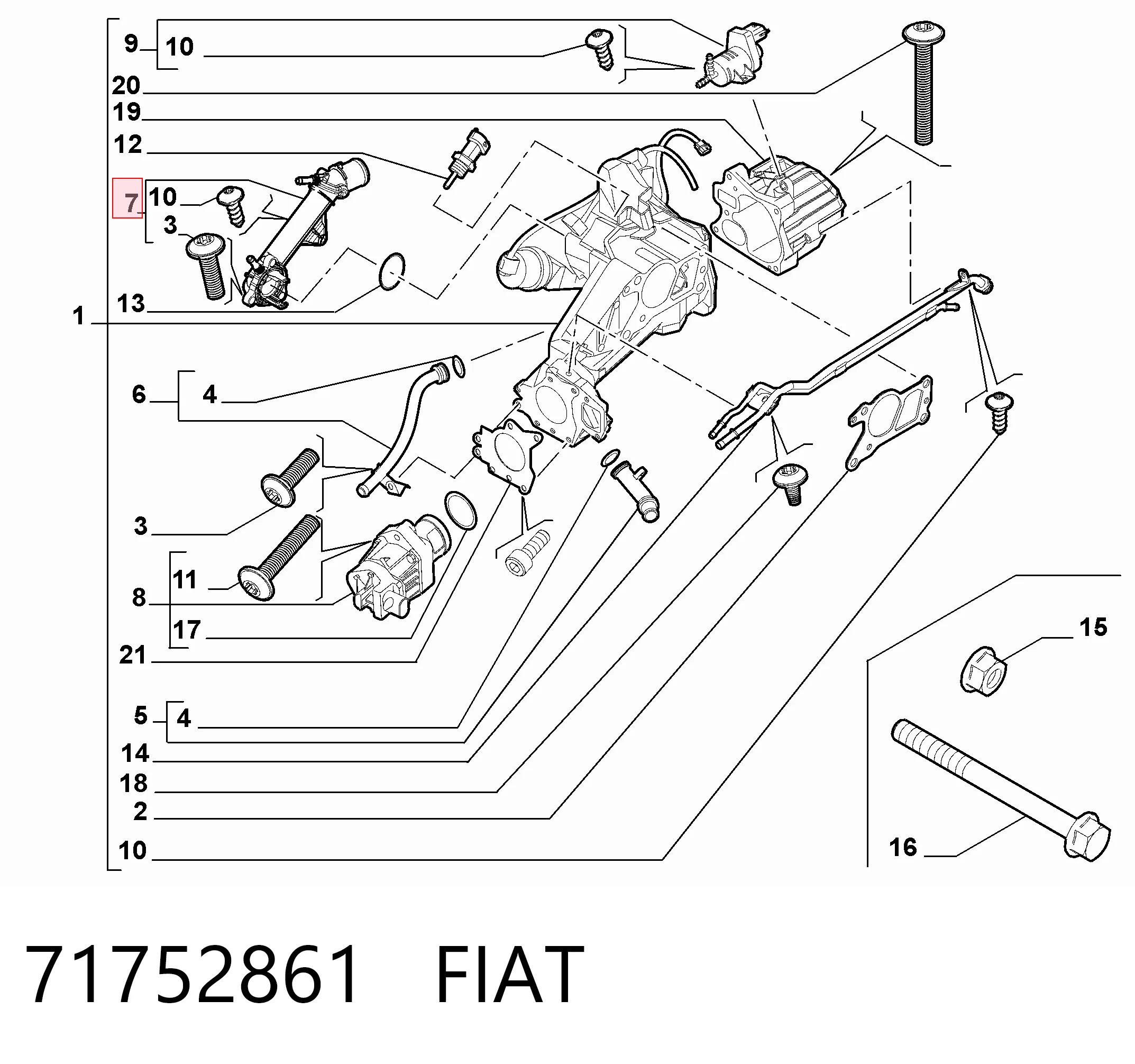 71752861 Fiat/Alfa/Lancia Корпус термостата в сборе