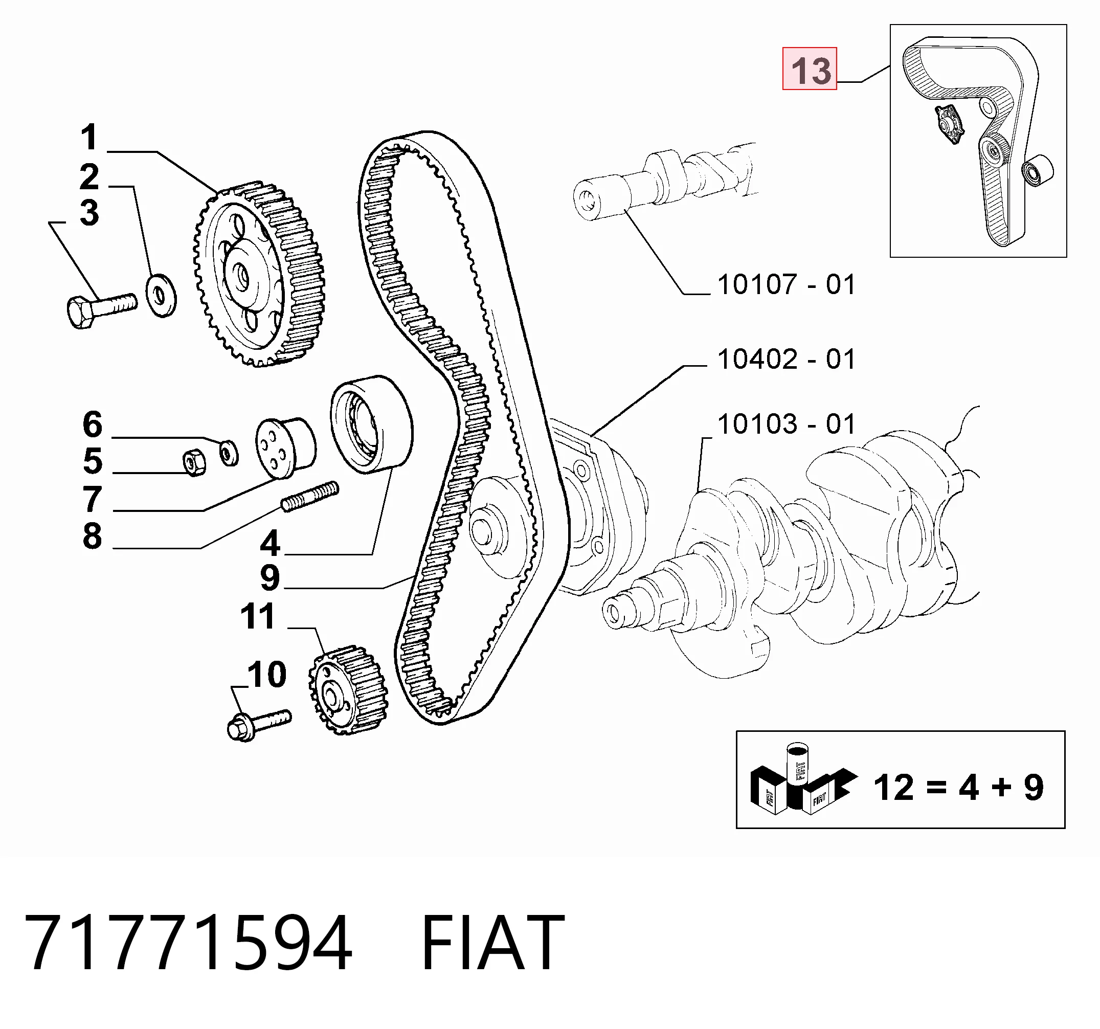 Комплект ремня ГРМ на Fiat Uno  146A