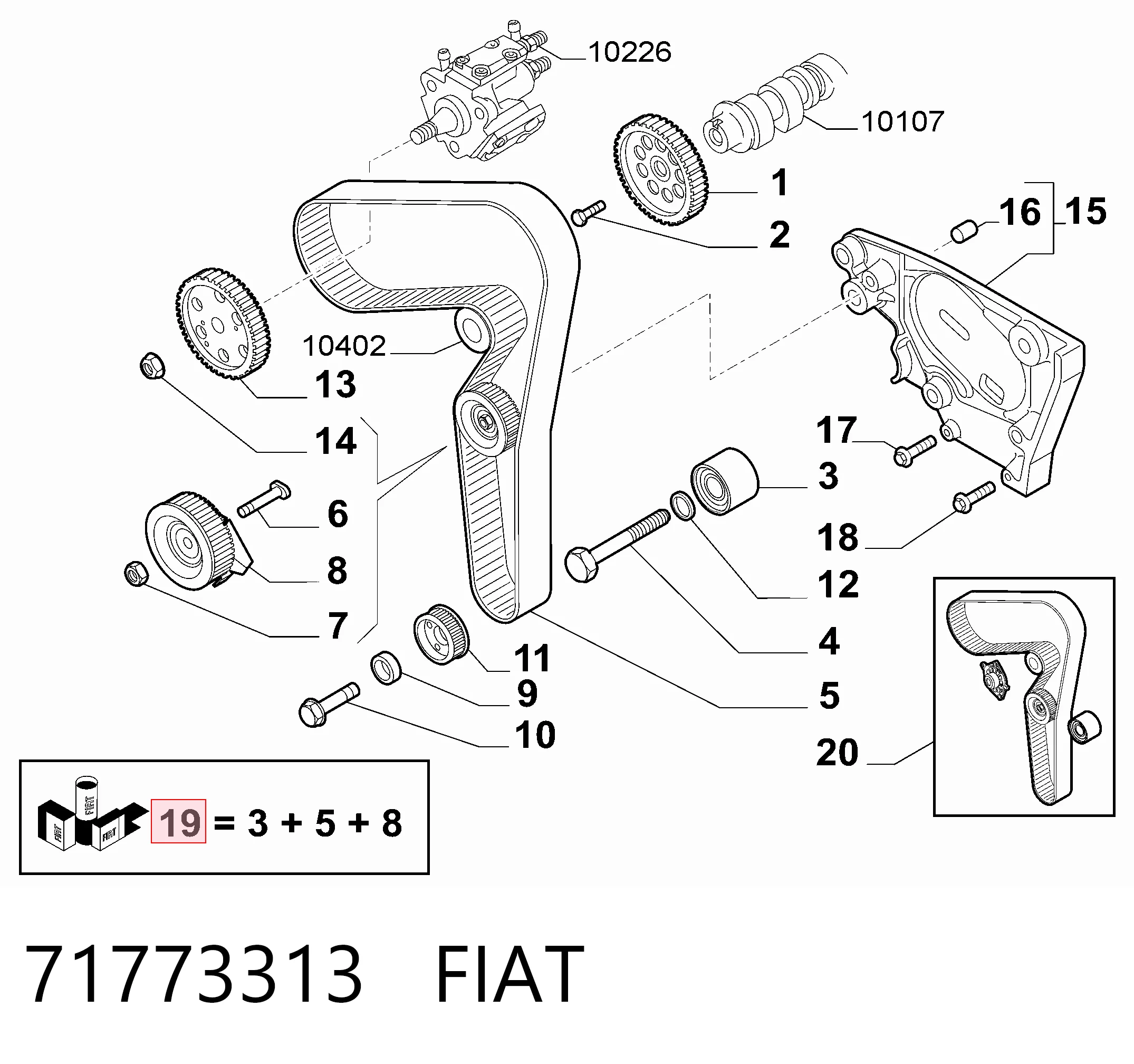ГРМ ремни, комплект Fiat Stilo хэтчбек (192) (2001 - 2006) цена, от 73.67 USD