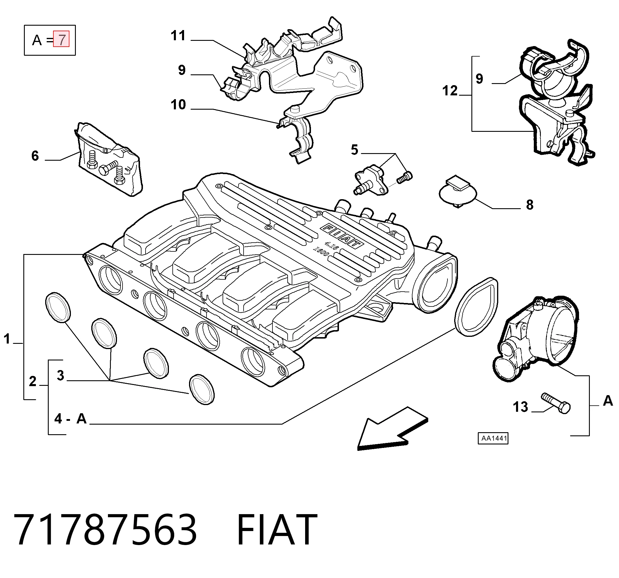 71787563 Fiat/Alfa/Lancia Дроссельная заслонка