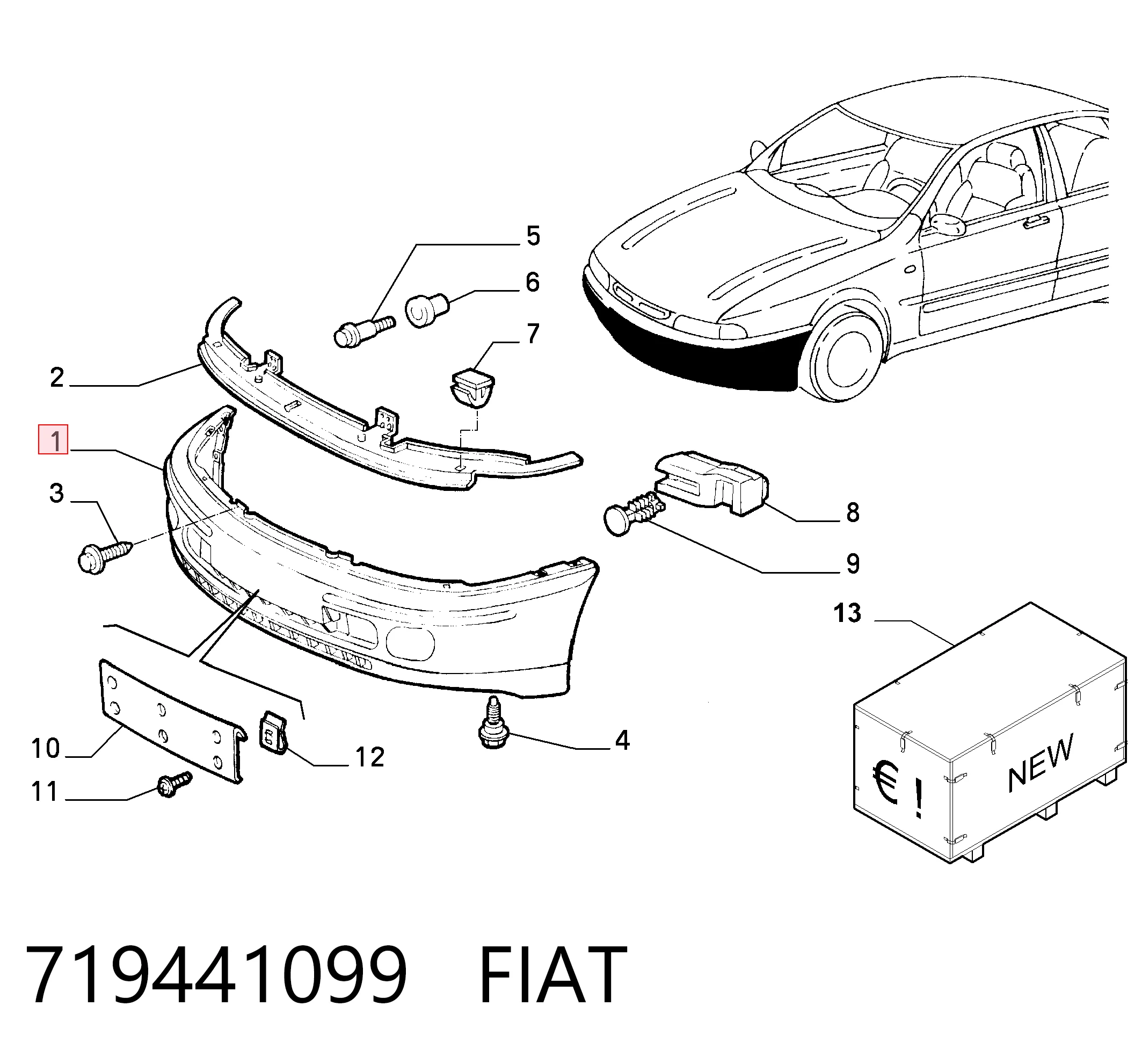 Бампер передний в сборе на Fiat Marea  185