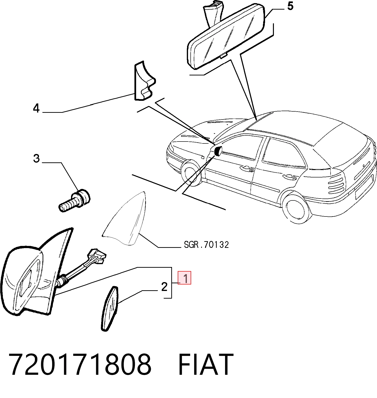 Наружное зеркало правое Fiat Brava хэтчбек (182) (1995 - 2001) цена, от 50.49 USD