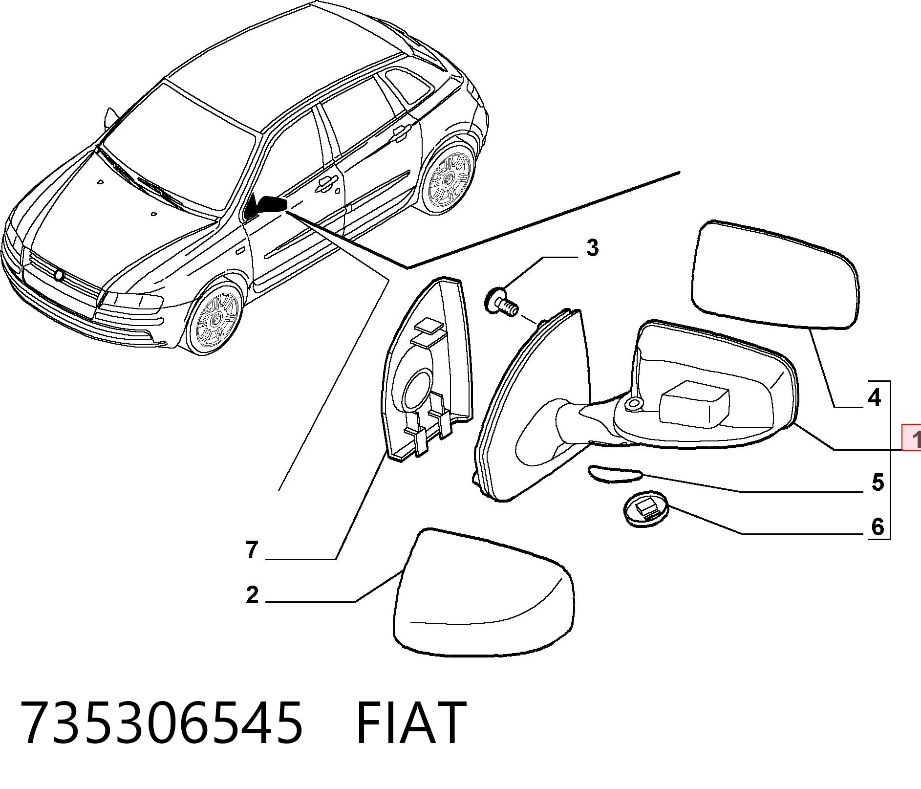 Зеркало заднего вида правое на Fiat Stilo  192