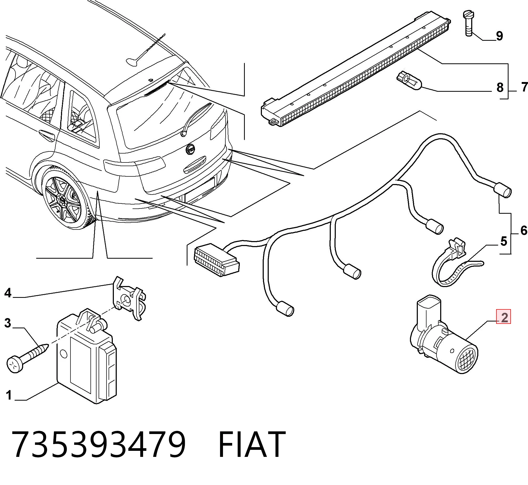 735393479 Fiat/Alfa/Lancia Задние парктроники