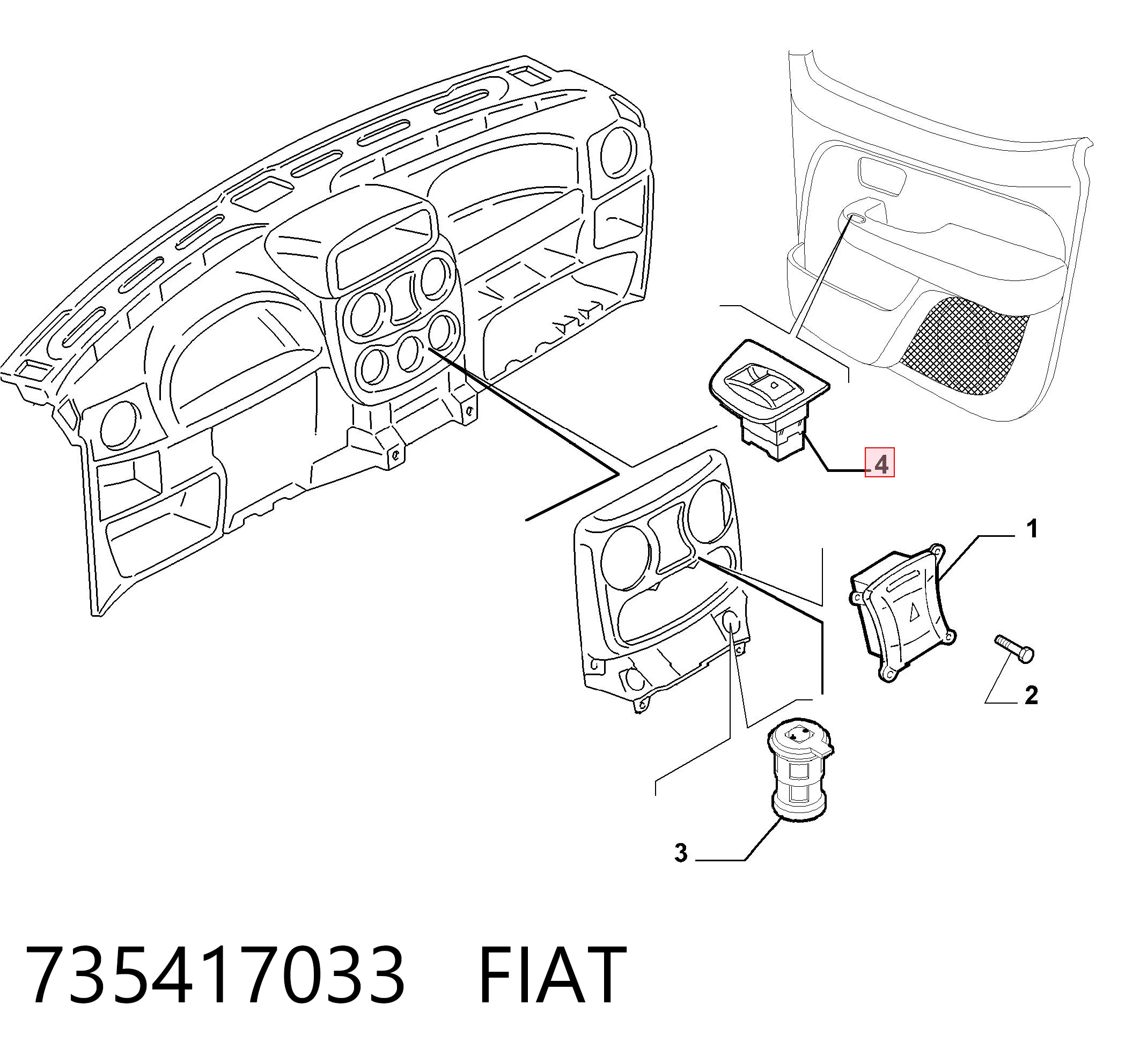 735417033 Fiat/Alfa/Lancia Кнопки переднего левого стекло подъёмника