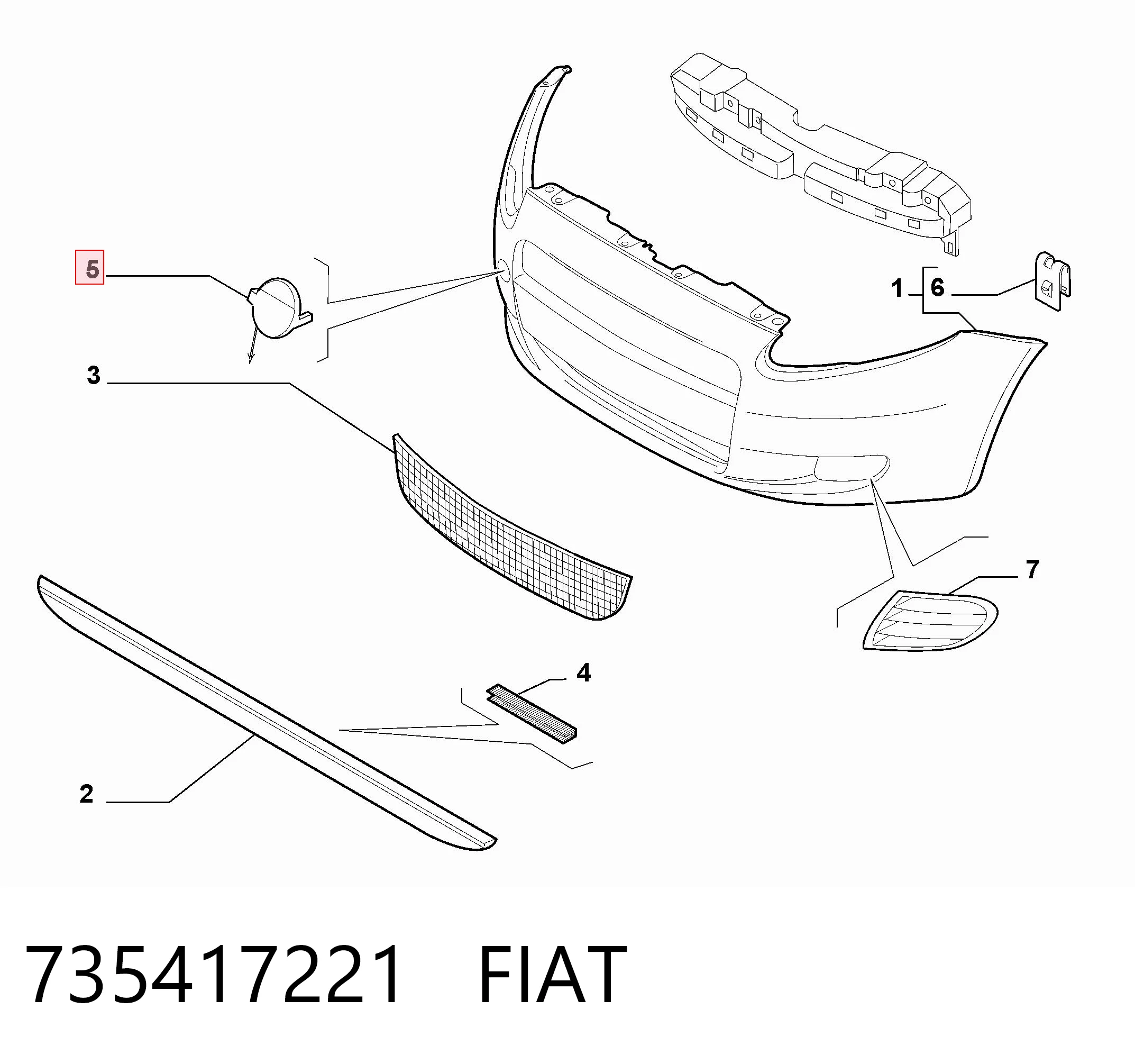 Заглушка буксировочного крюка в передний бампер Fiat Punto GRAND хэтчбек (199) (2005 - 2018) цена, от 12.02 USD