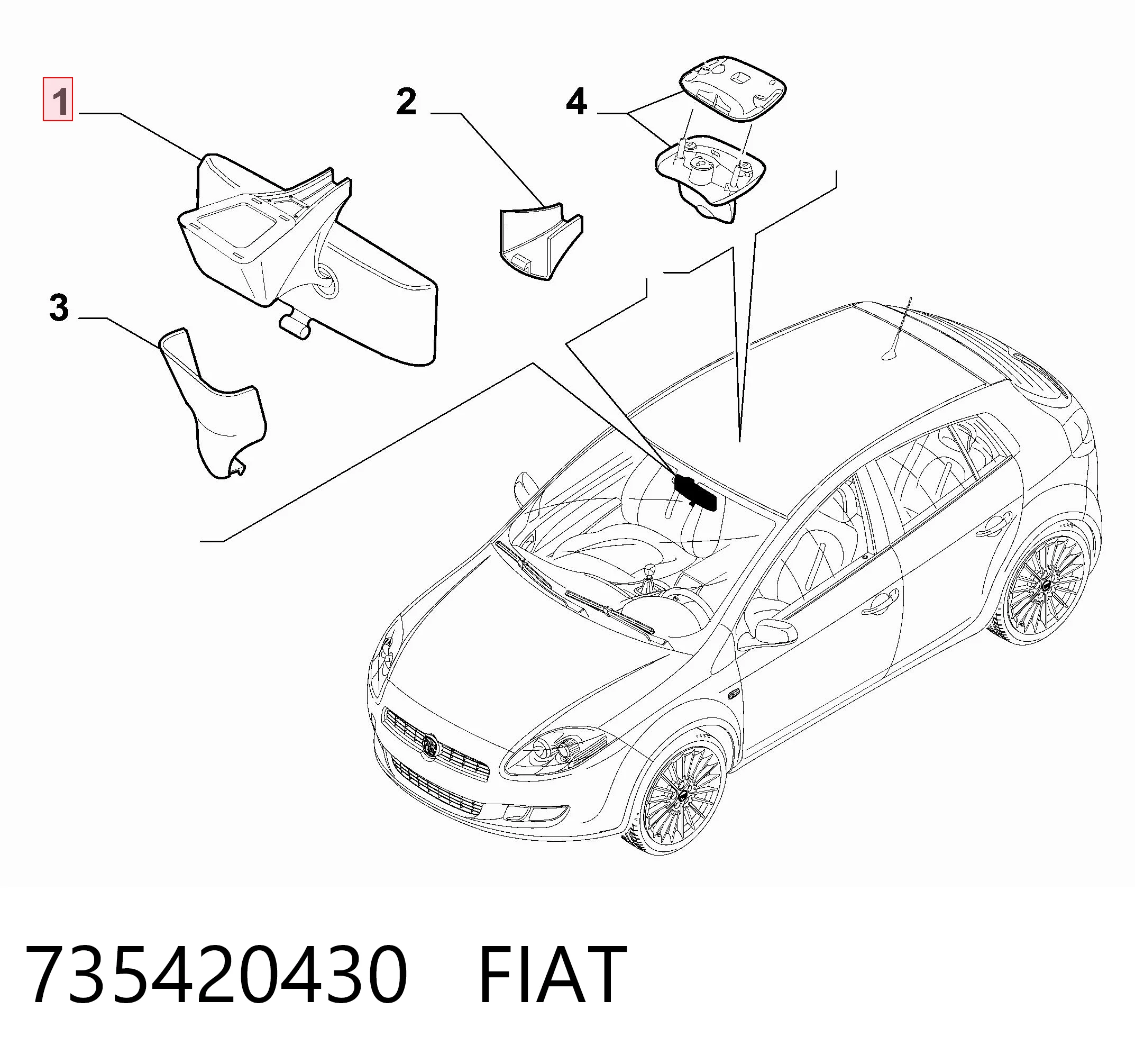 Зеркало заднего вида в салоне на Fiat Linea  323