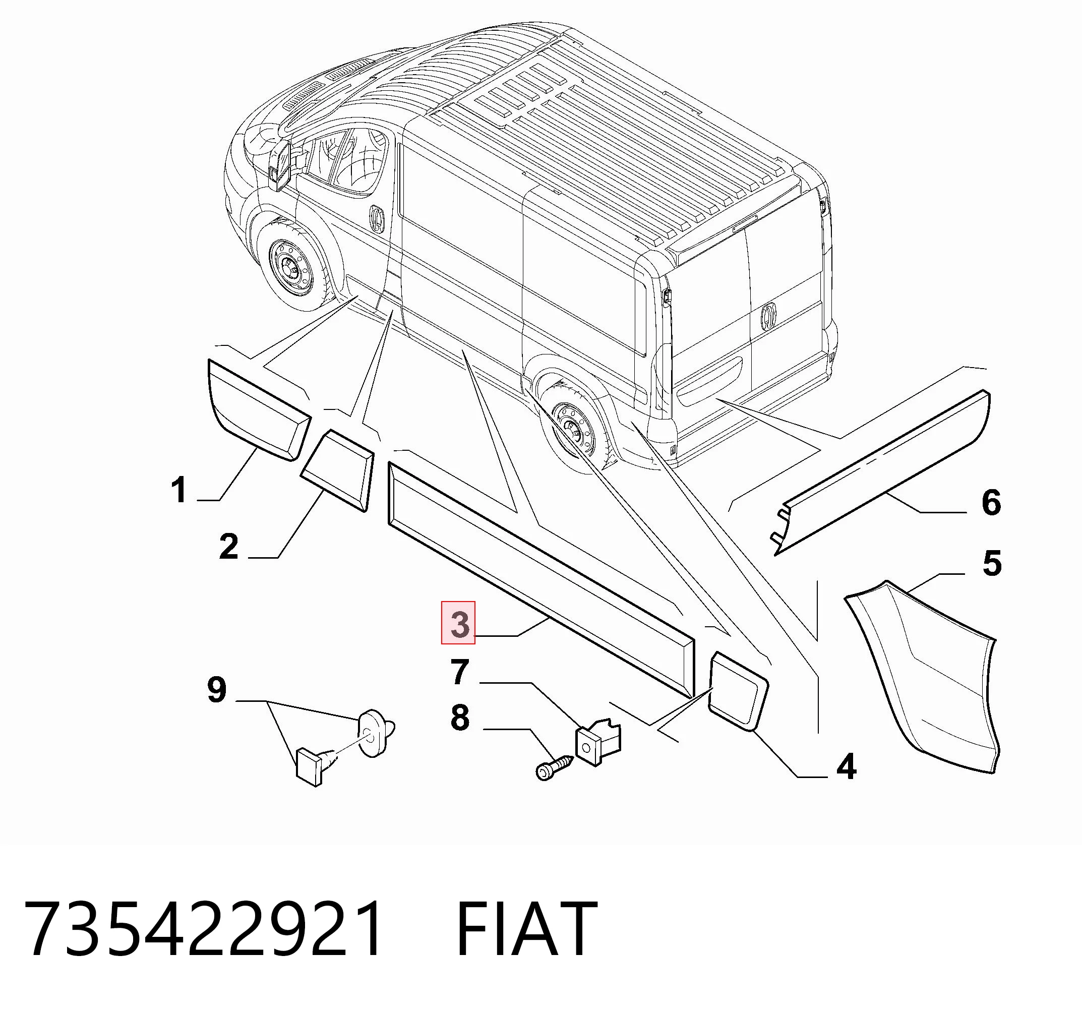 Купить 735422921 Chrysler Молдинг боковой (сдвижной) двери