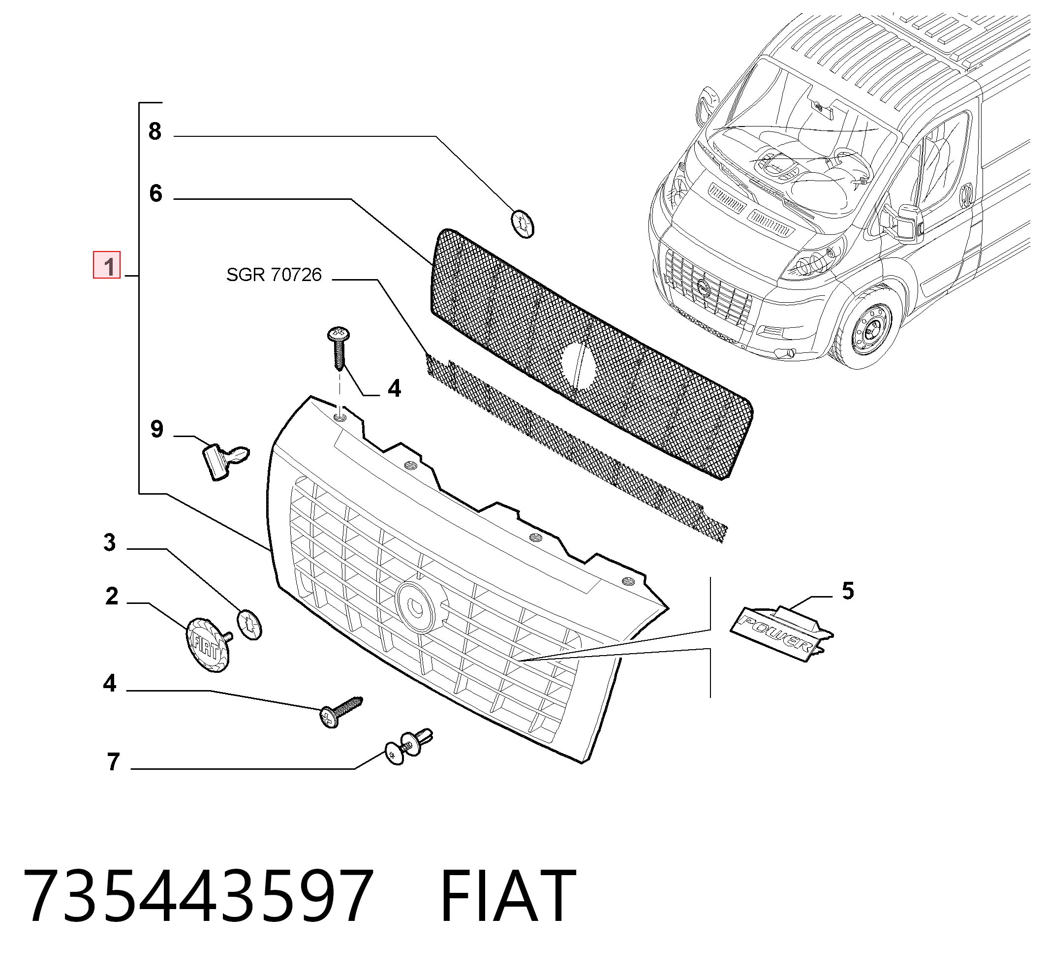 Решетка радиатора на Fiat Ducato III 250