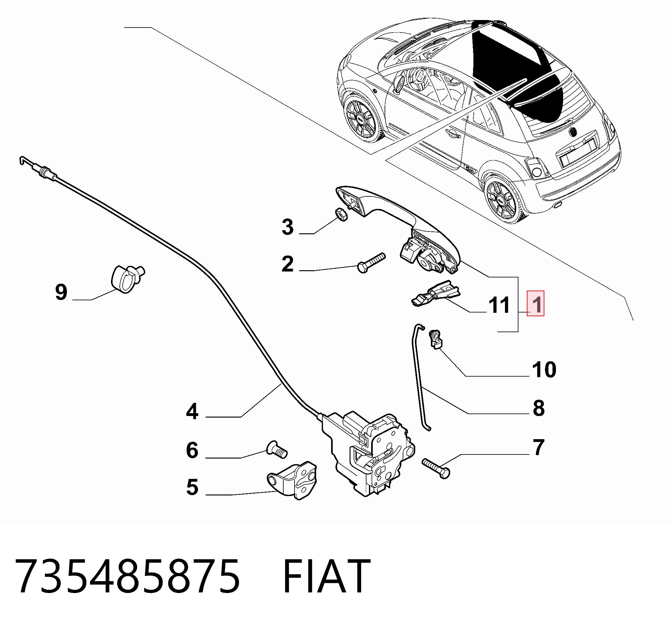 735485875 Fiat/Alfa/Lancia Ручка передней двери наружная, левая