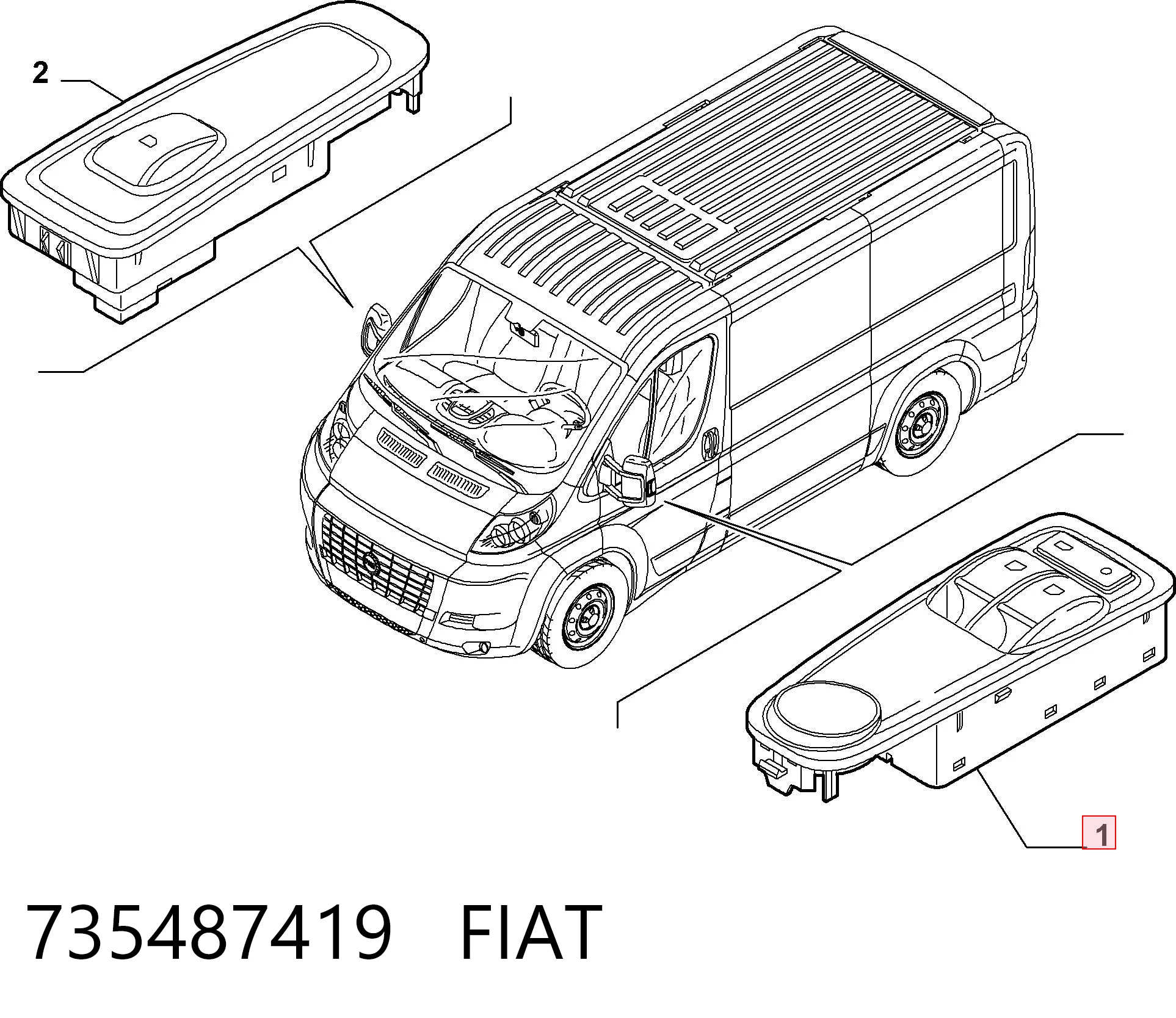 735487419 Fiat/Alfa/Lancia Кнопки переднего левого стекло подъёмника