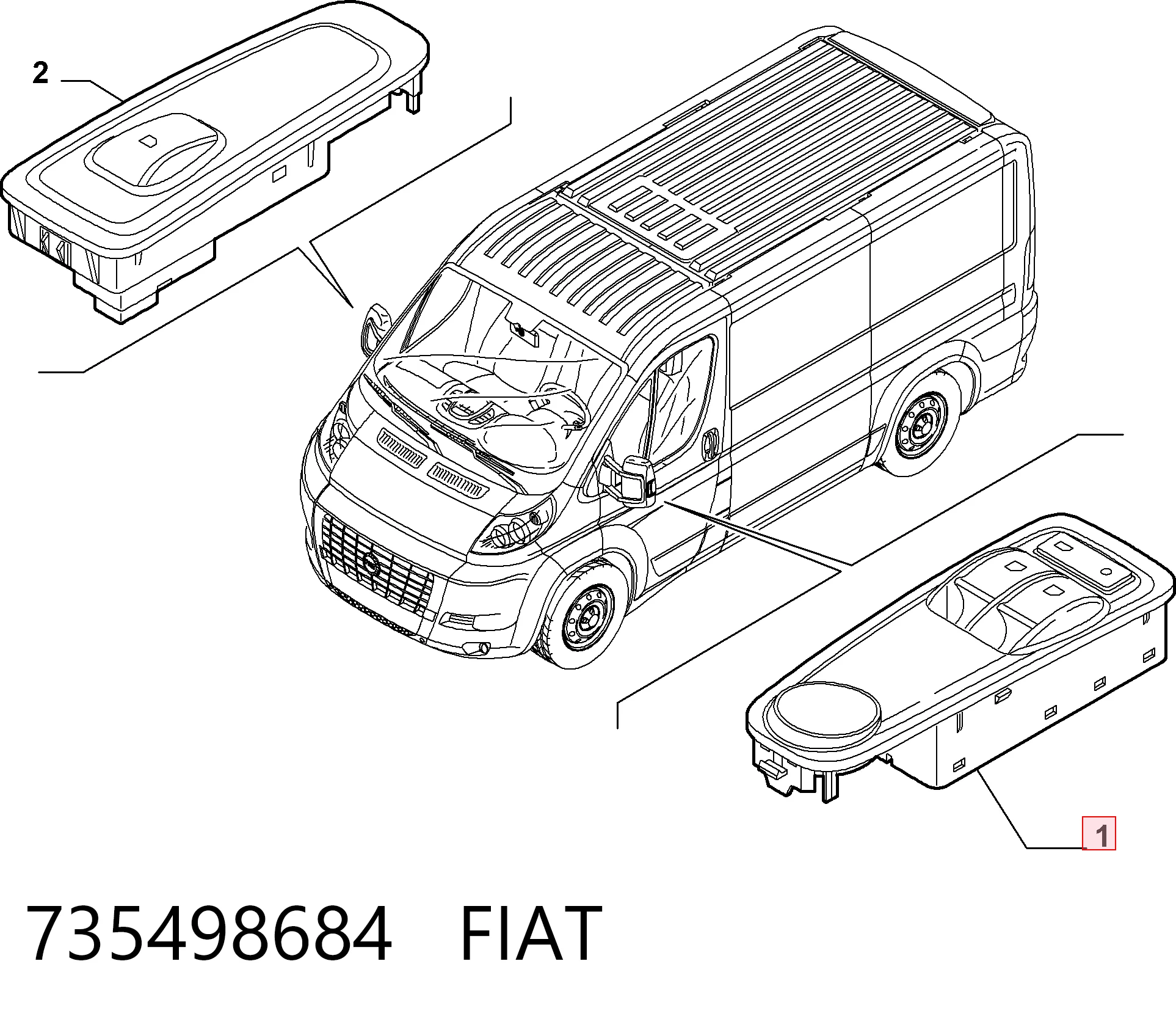 735498684 Fiat/Alfa/Lancia Кнопки переднего левого стекло подъёмника
