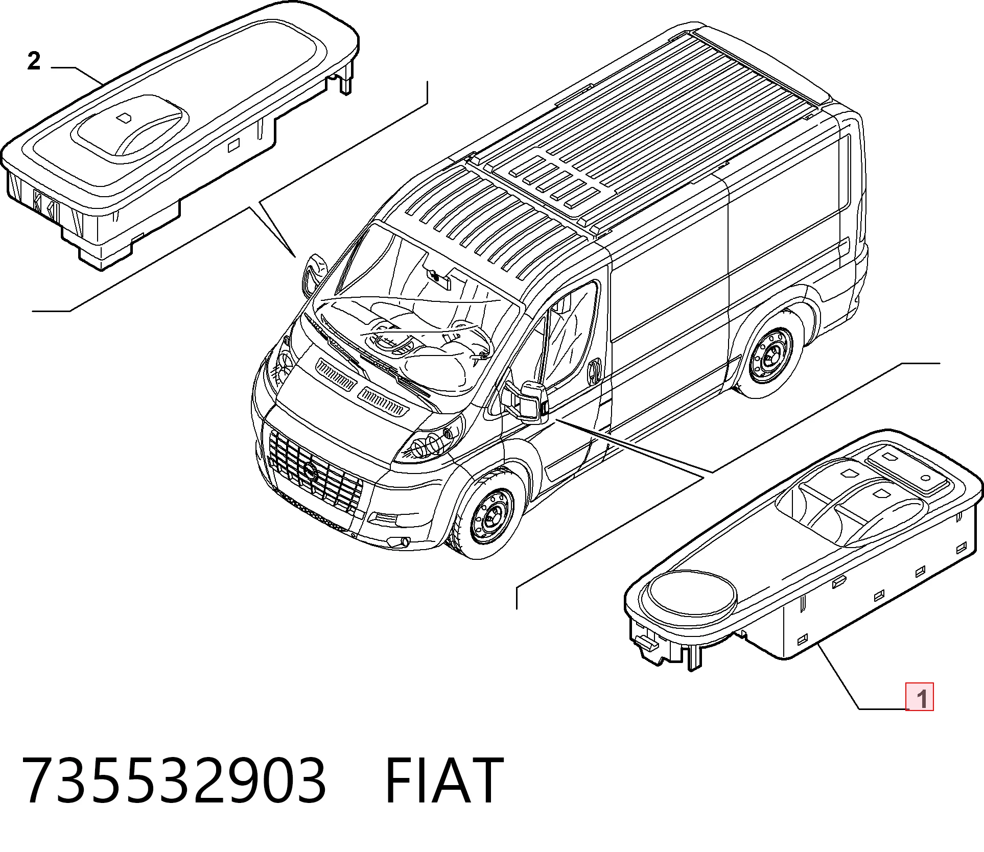 735532903 Fiat/Alfa/Lancia Кнопки переднего левого стекло подъёмника