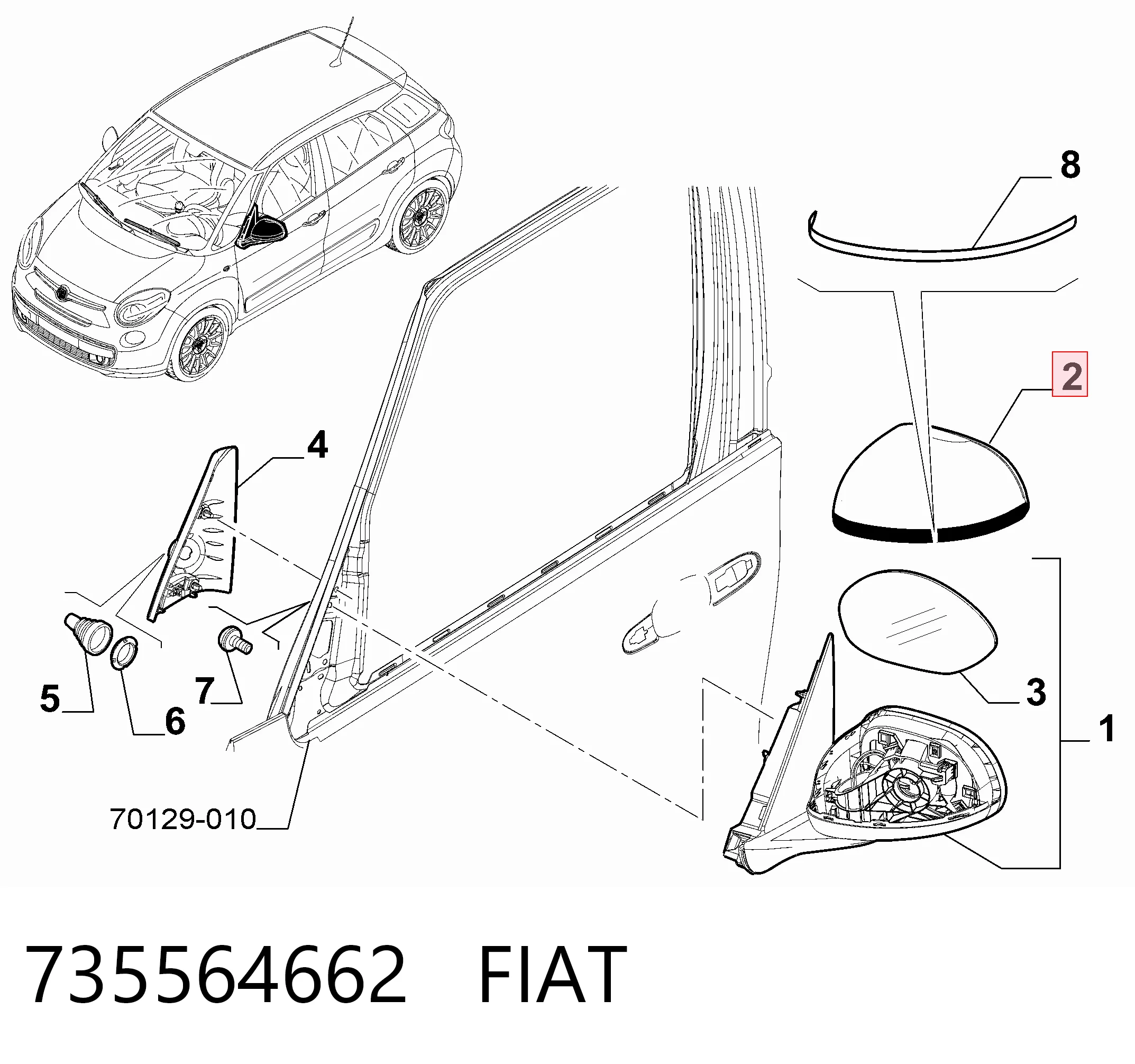 Купить 30L155PE Polcar Накладка/крышка зеркала заднего вида, правая