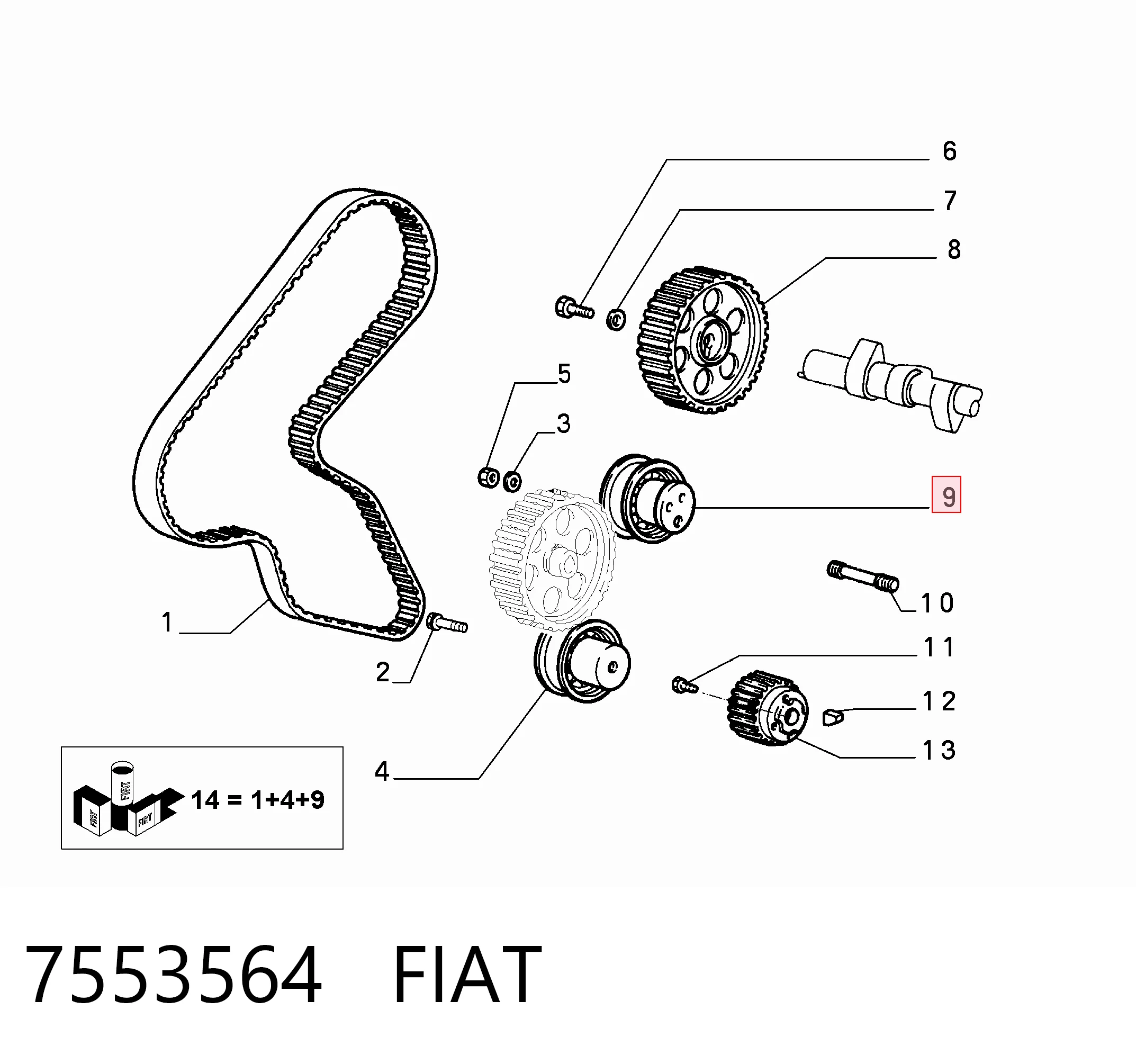 Ролик натяжителя ремня ГРМ на Fiat Punto I 176