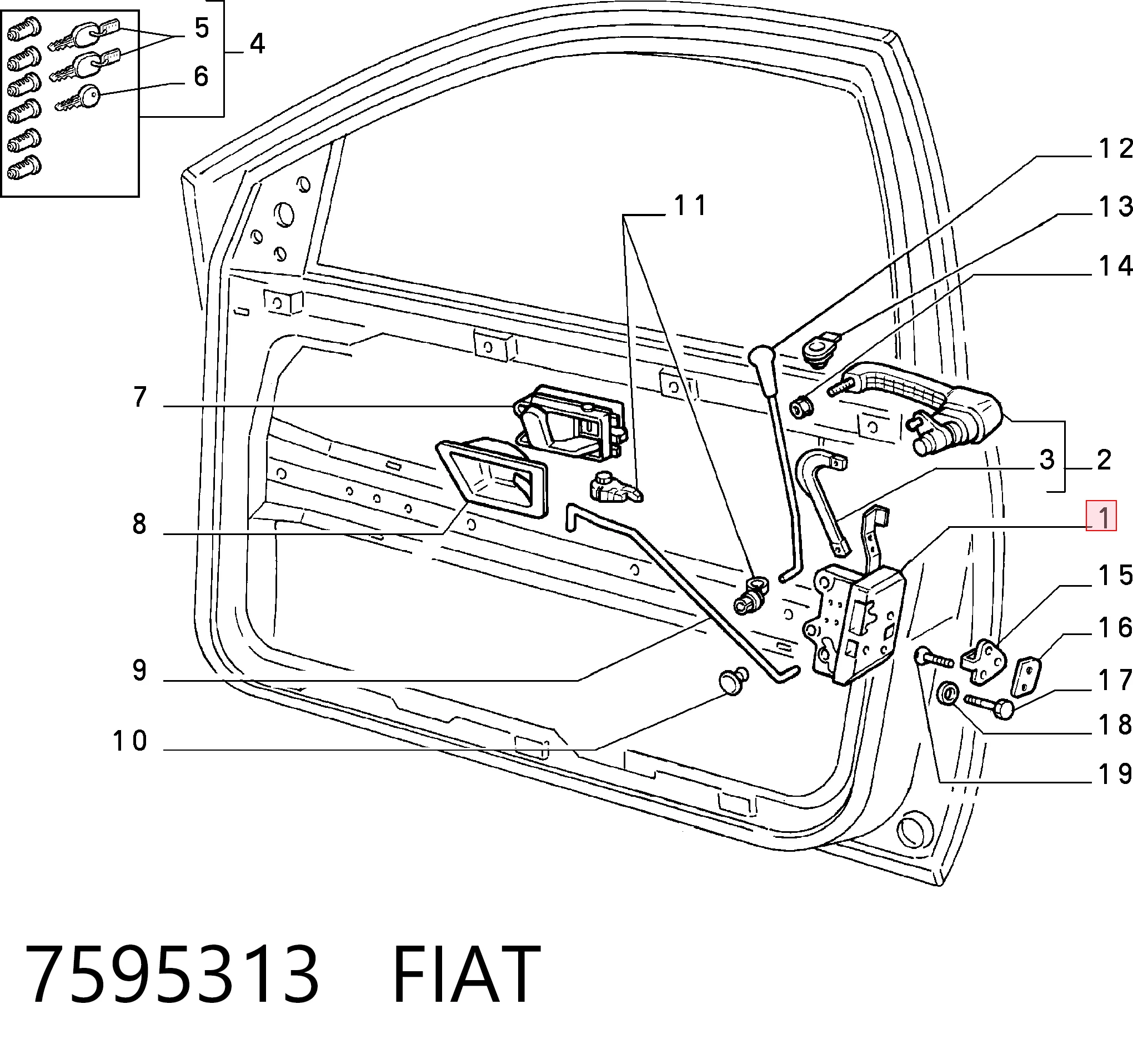 Замок двери водителя на Fiat Tempra  159