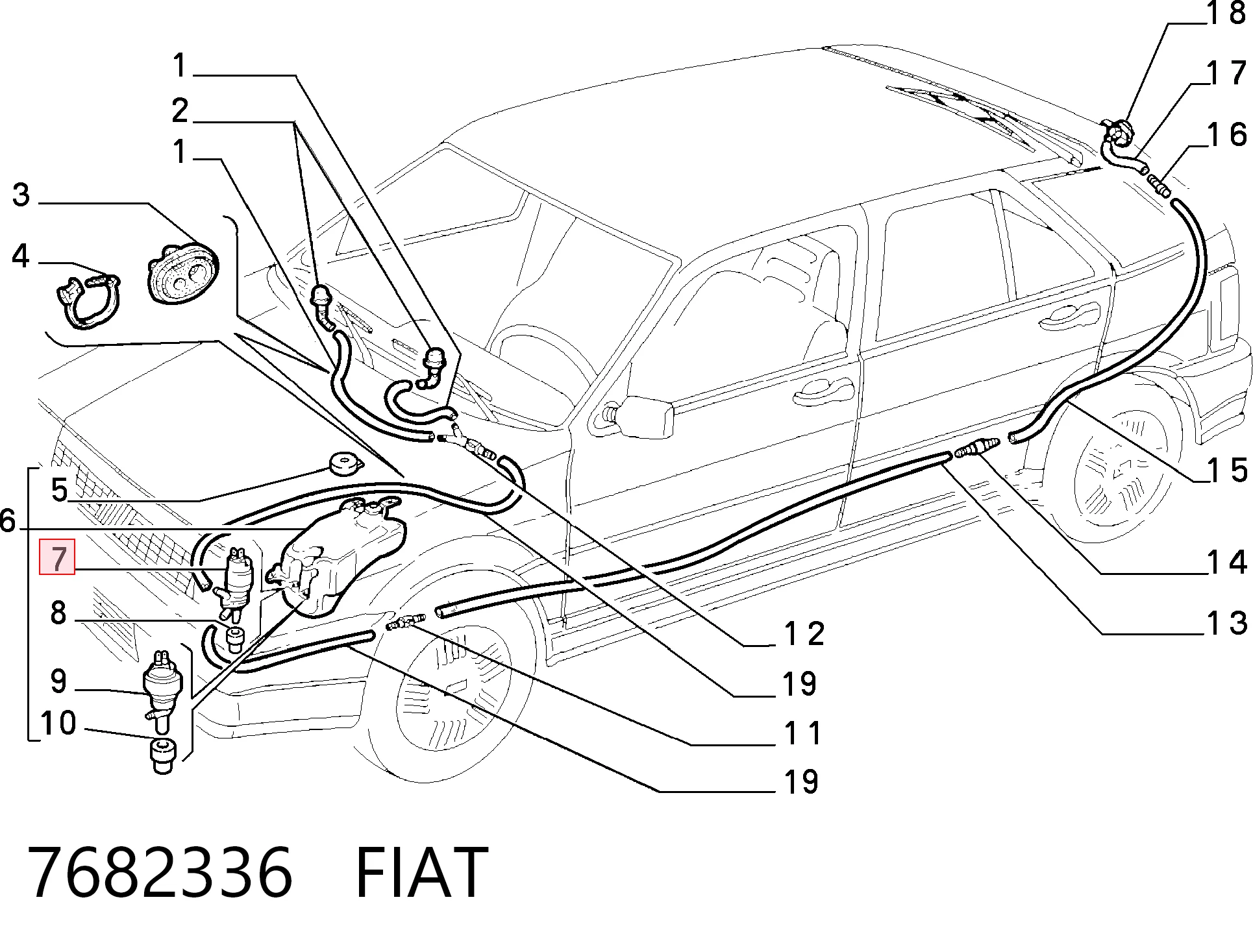7682336 Fiat/Alfa/Lancia Мотор омывателя стекла передний/задний