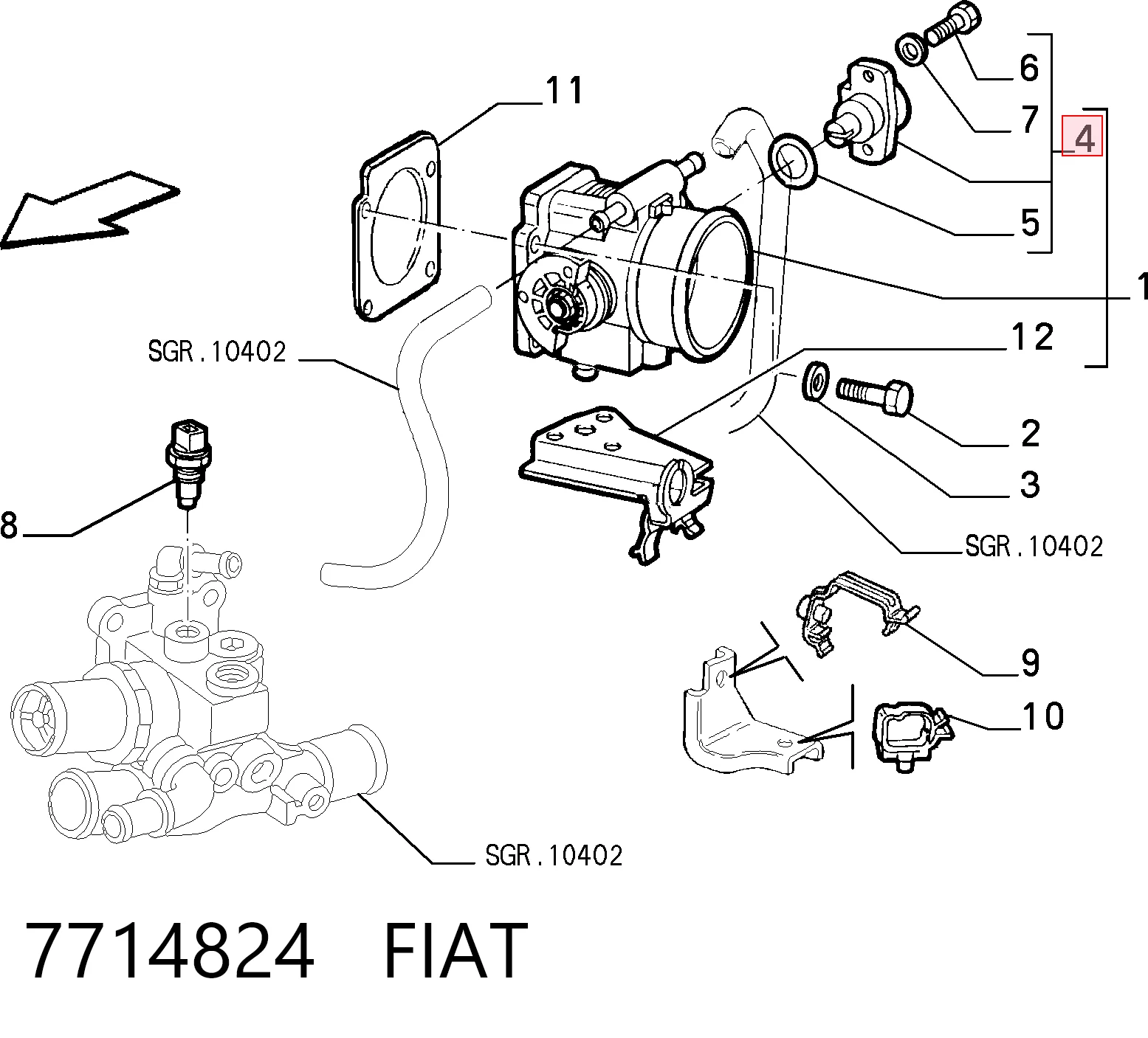 7714824 Fiat/Alfa/Lancia Датчик положения дроссельной заслонки