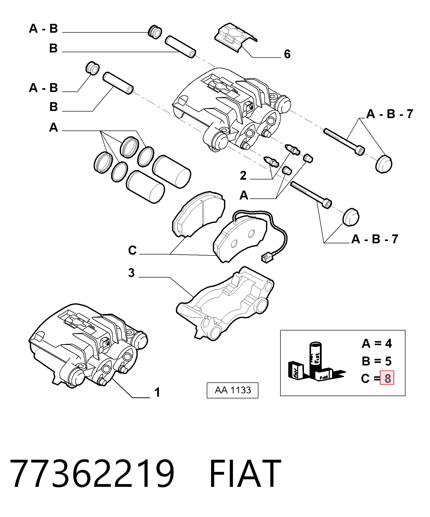 Колодки тормозные передние дисковые FIAT 77362219