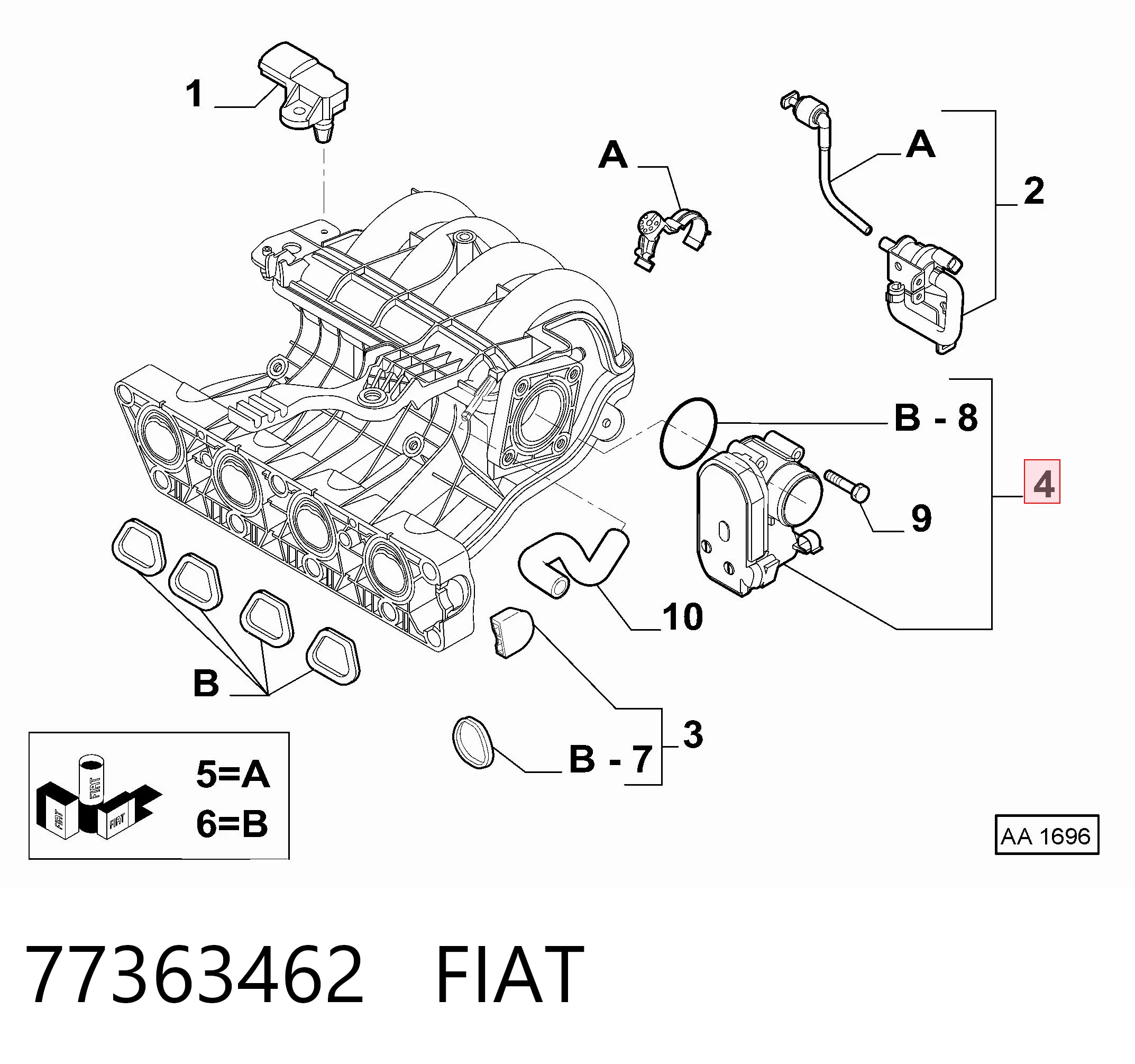 77363462 Fiat/Alfa/Lancia Дроссельная заслонка