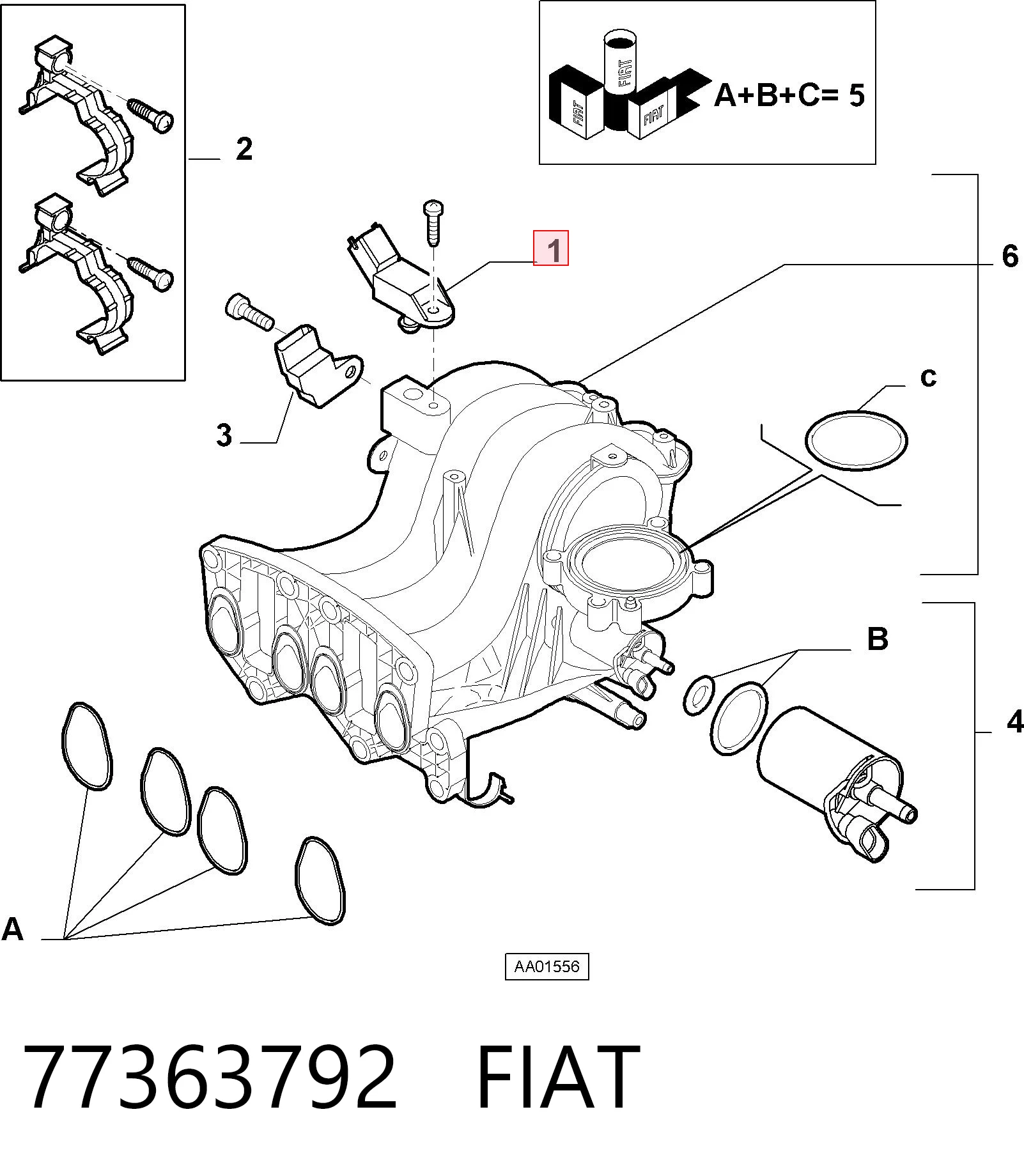 77363792 Fiat/Alfa/Lancia Датчик давления воздуха