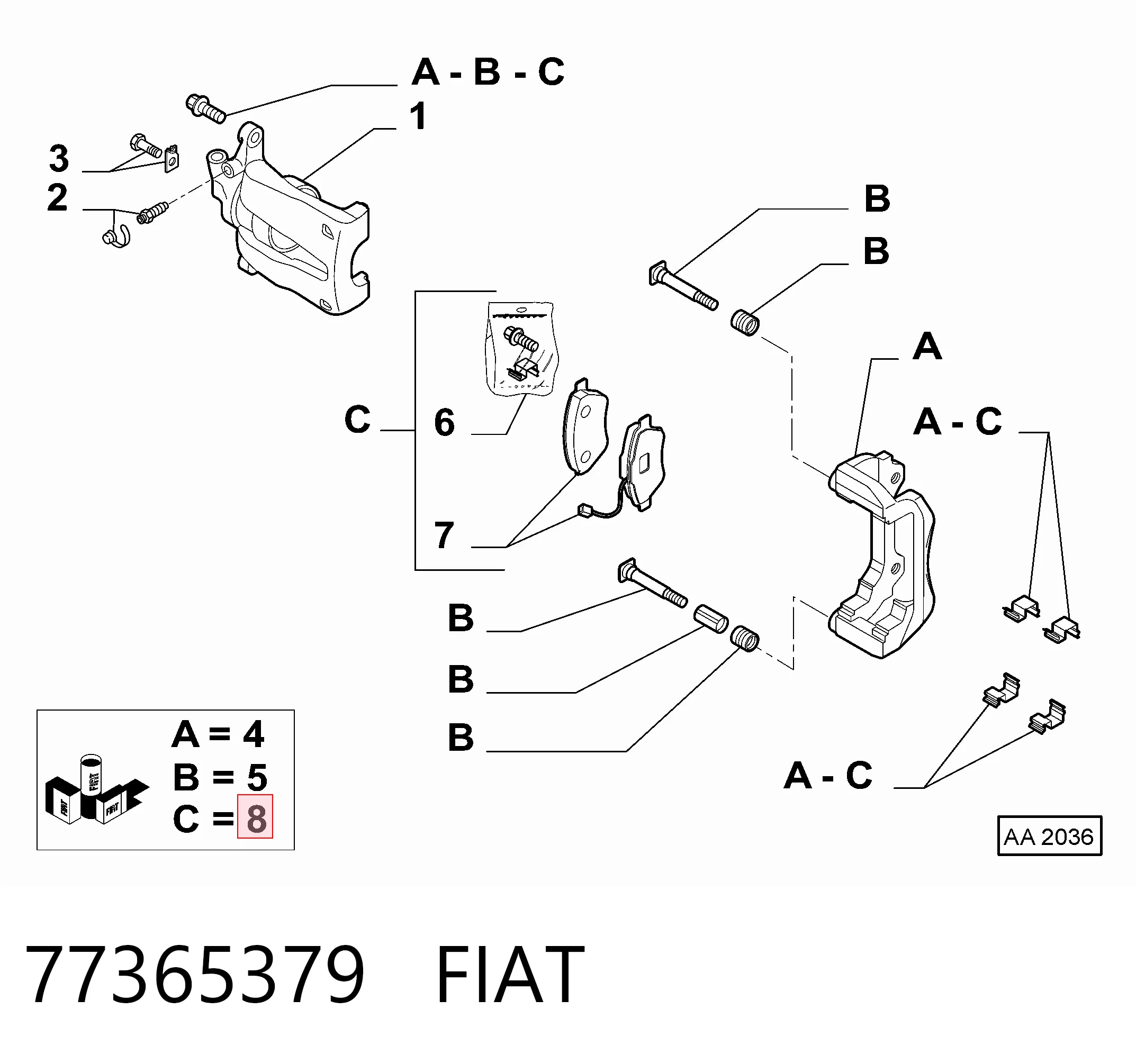 Колодки тормозные передние дисковые FIAT 77365379