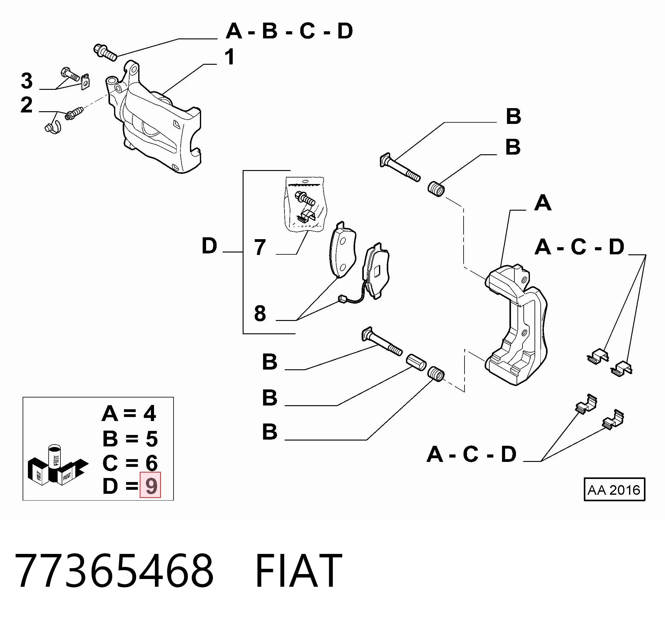 Колодки тормозные передние дисковые FIAT 77365468