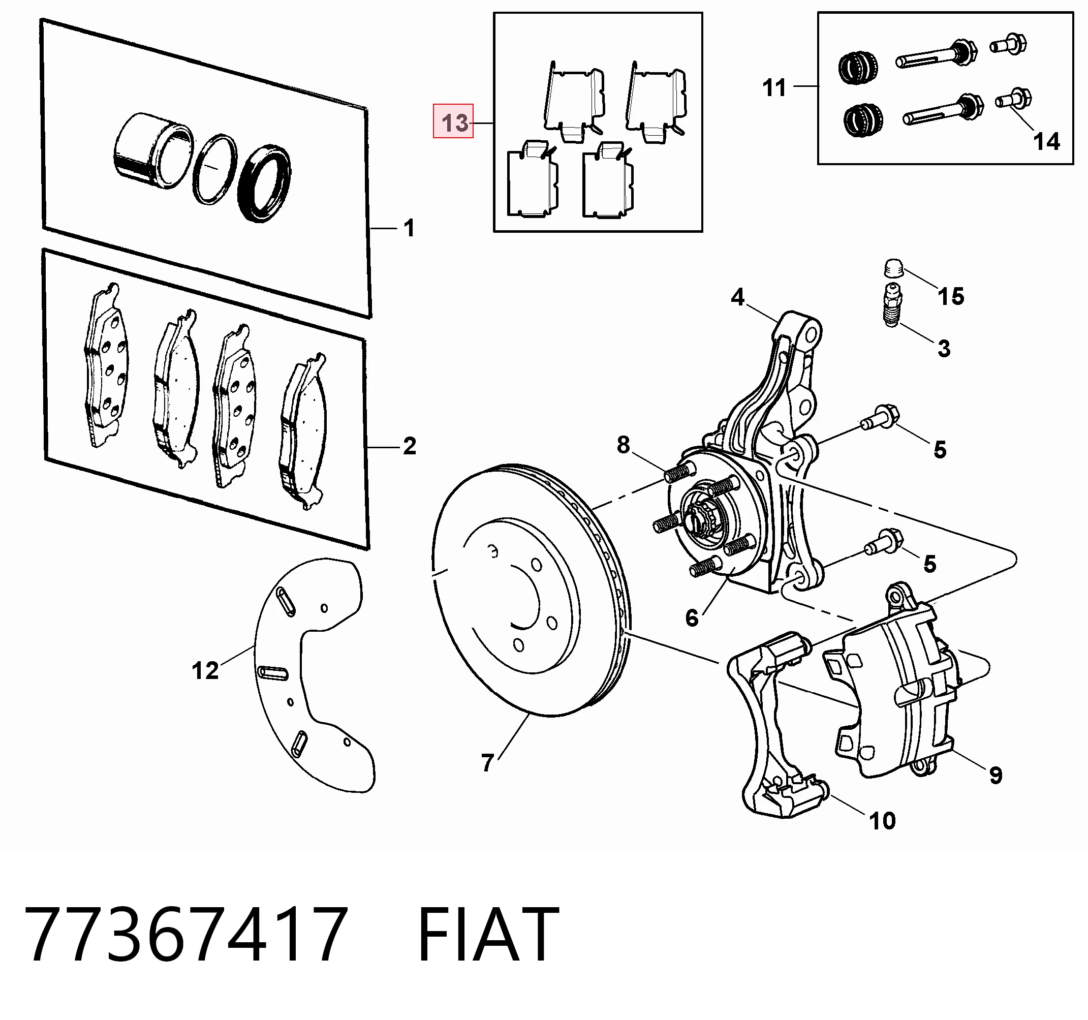 Колодки тормозные задние дисковые FIAT 77367417