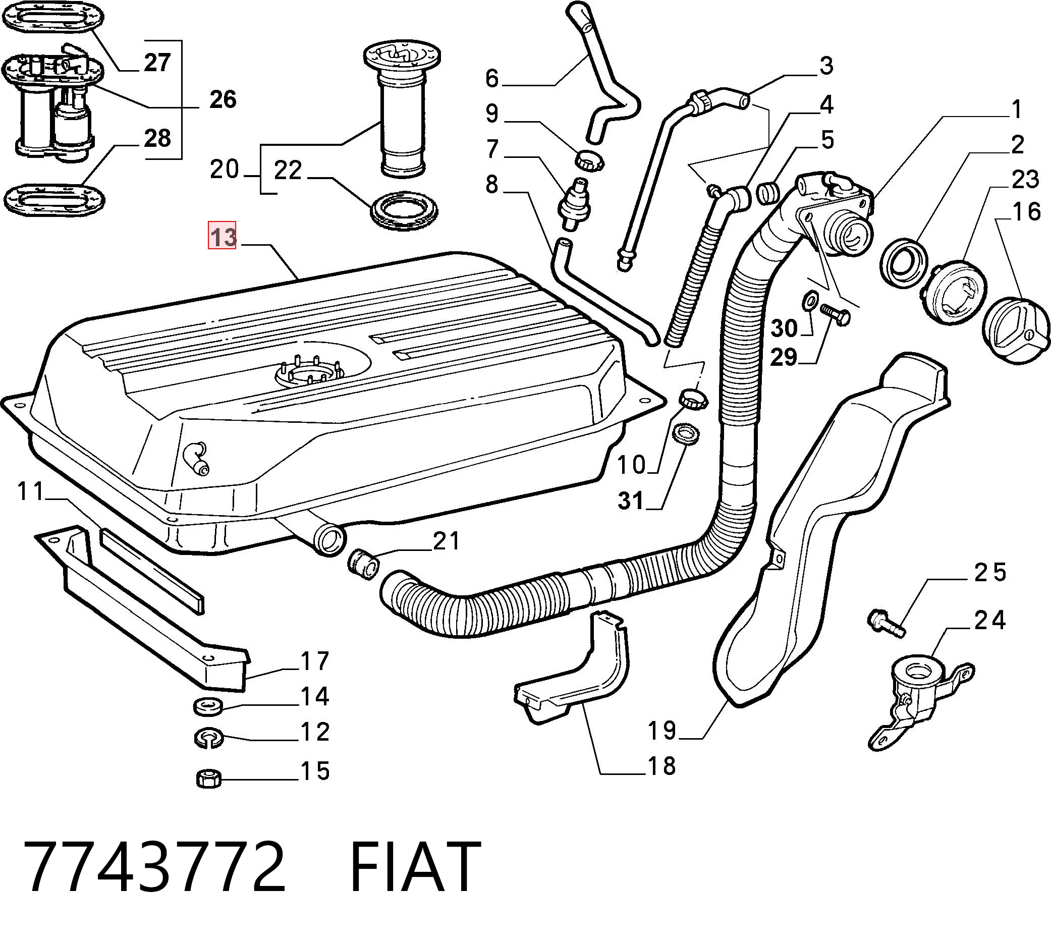 Бак топливный FIAT 7743772