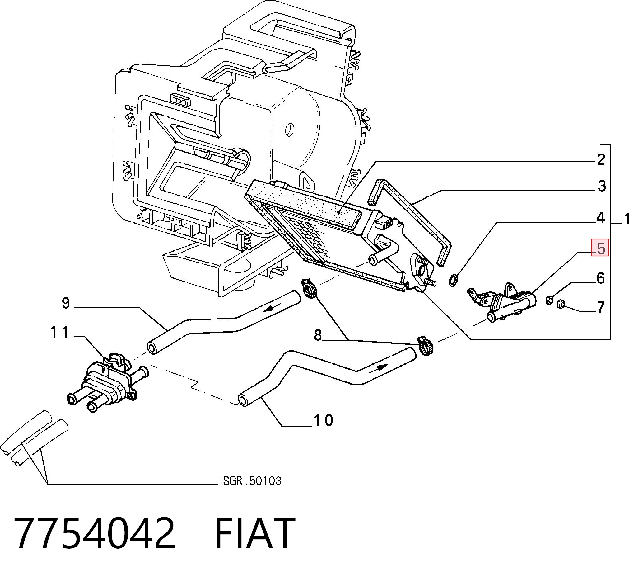 7754042 Fiat/Alfa/Lancia Кран системы отопления