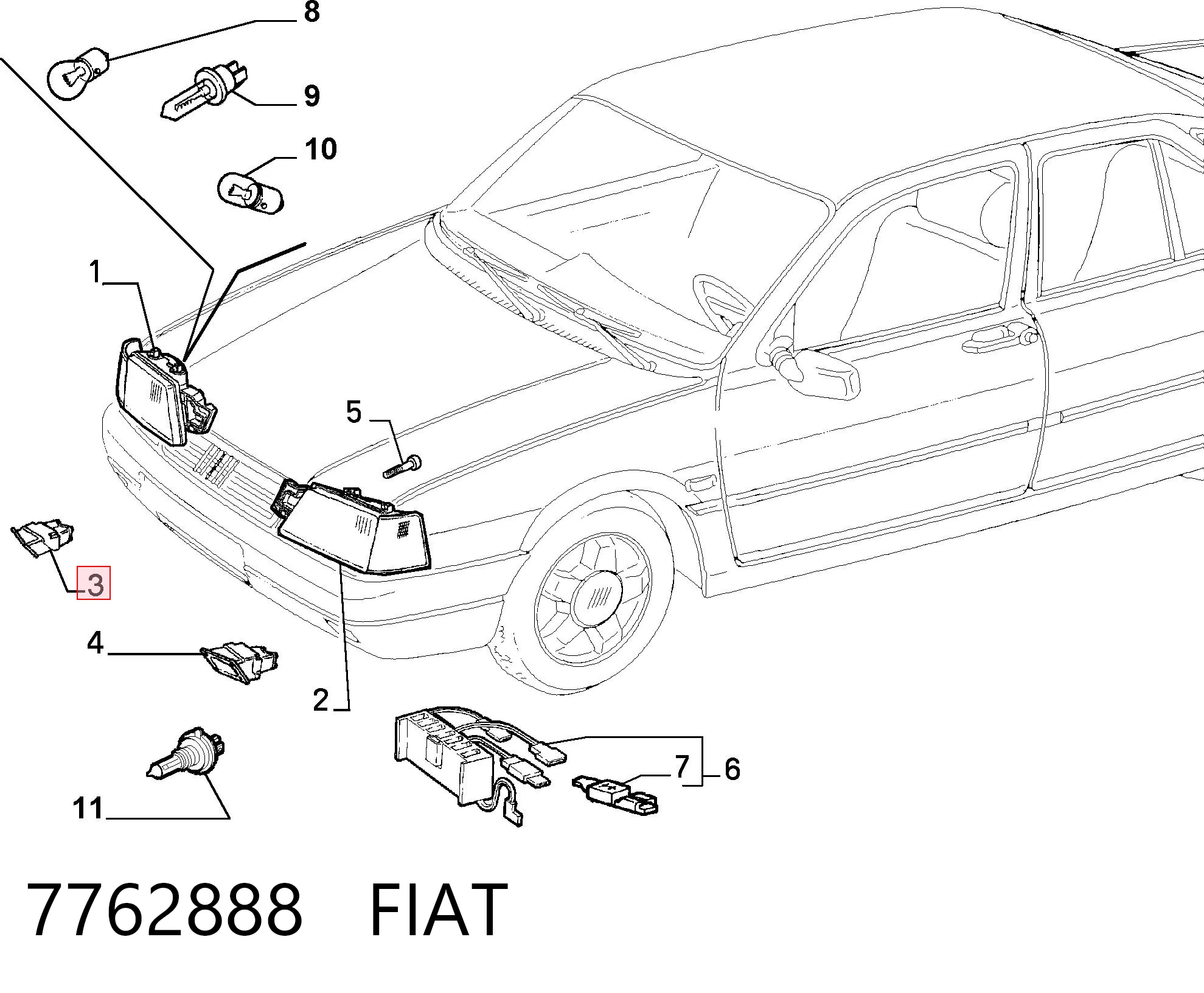 Противотуманки на Fiat Tempra  159