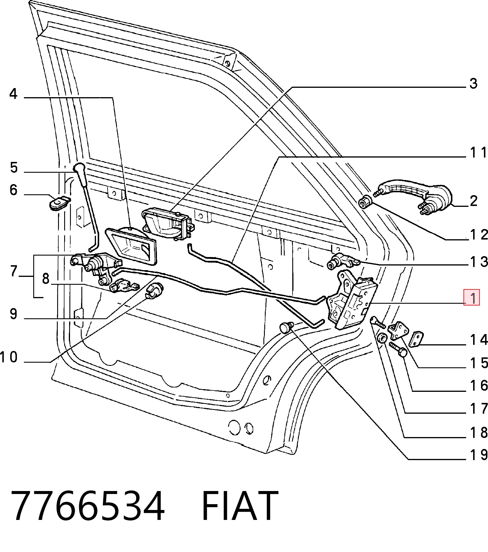 Замок двери задней правой на Fiat Tempra  159