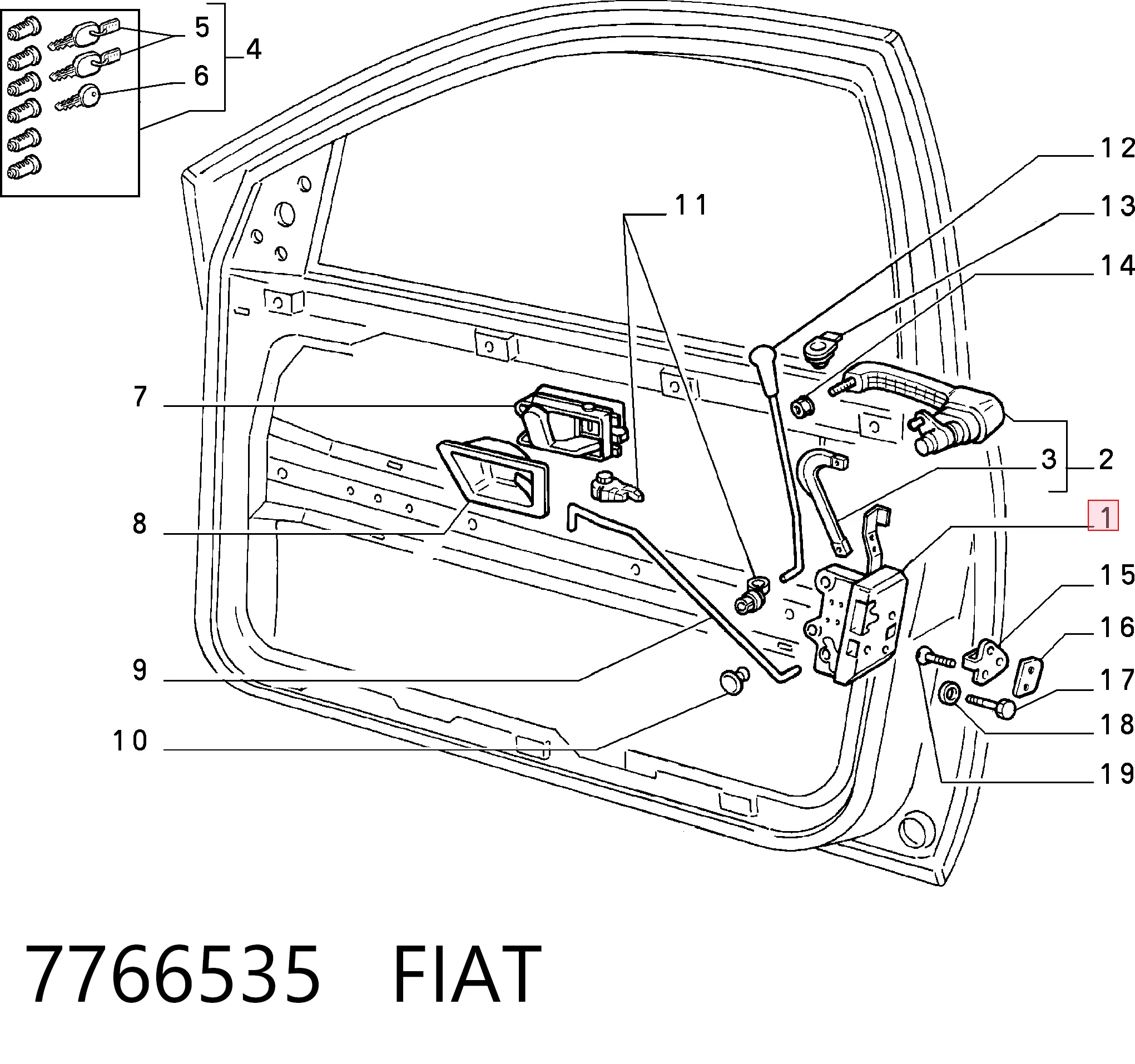 Запор кабины Fiat Tempra седан (159) (1990 - 1996) цена, от 38.22 USD