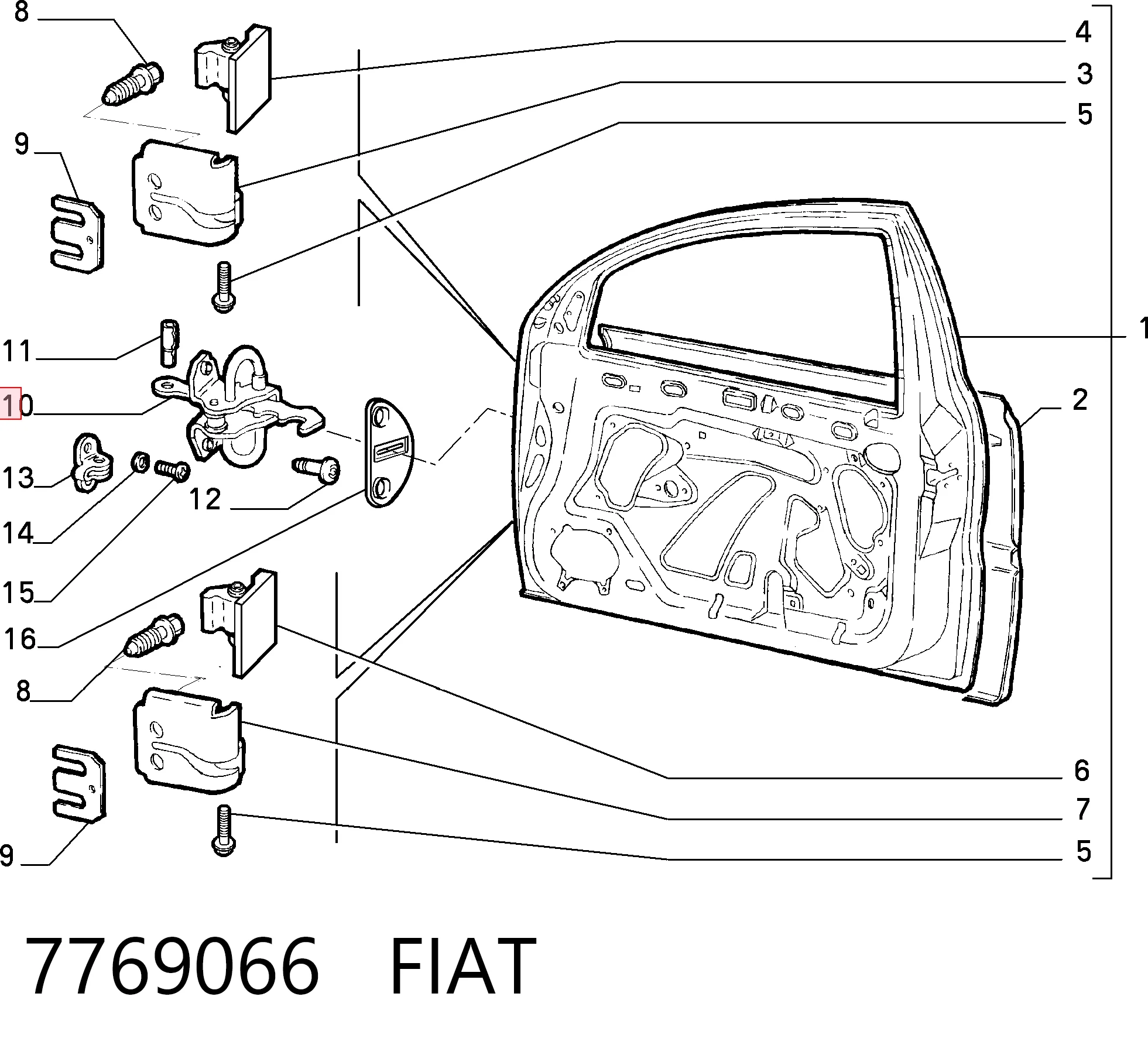 Передняя левая дверь Fiat Marea универсал (185) (1996 - 2007) цена, от 36.72 USD