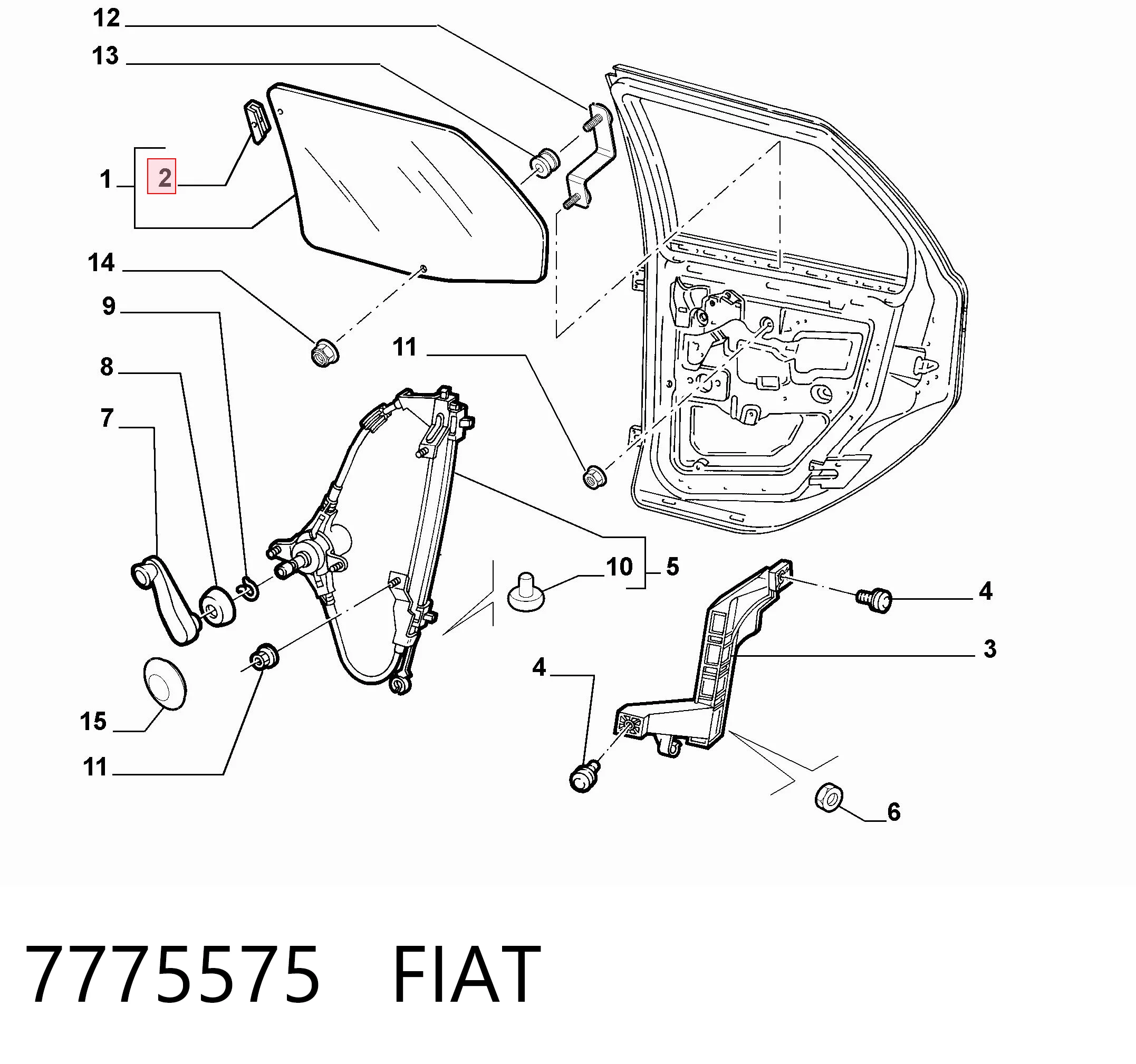 7775575 Fiat/Alfa/Lancia Направляющая стекла рамки двери передней правой