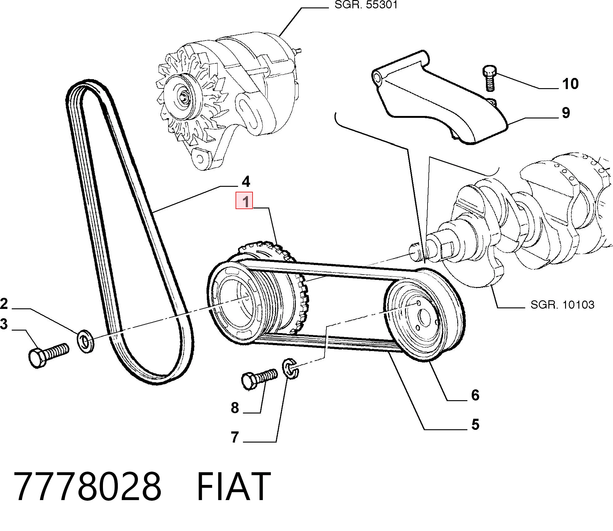 Шкив коленчатого вала на Fiat Punto I 176