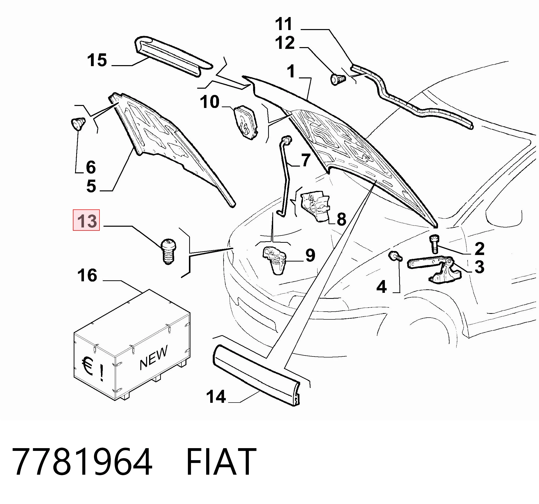 7781964 Fiat/Alfa/Lancia Буфер/отбойник капота