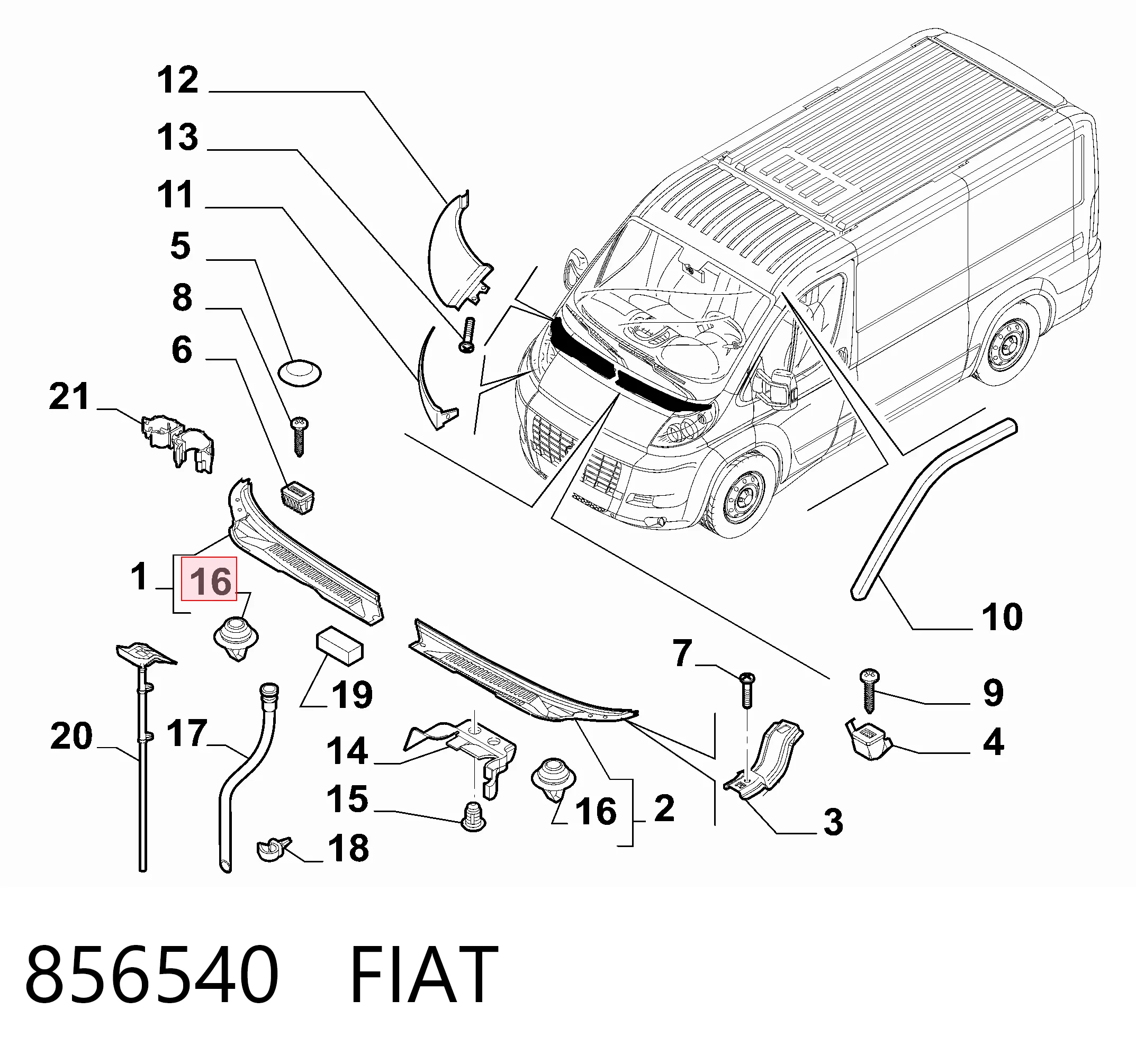 856540 Fiat/Alfa/Lancia Пистон (клип) крепления молдинга двери