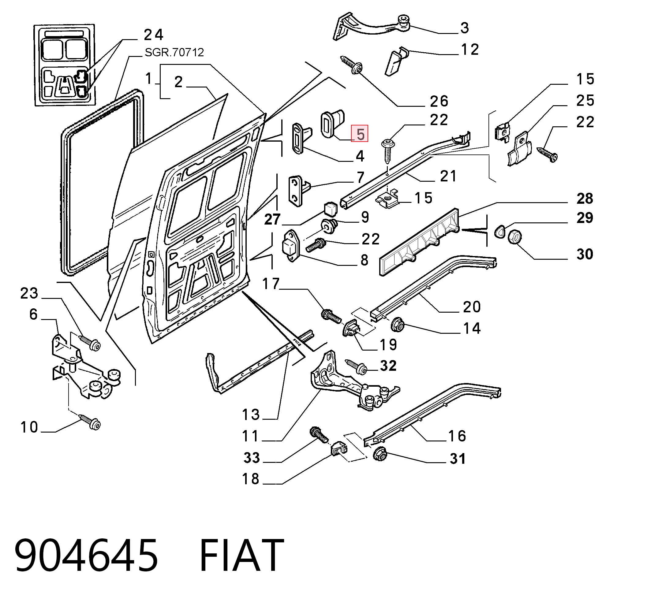 904645 Fiat/Alfa/Lancia Ограничитель сдвижной двери, на кузове верхний