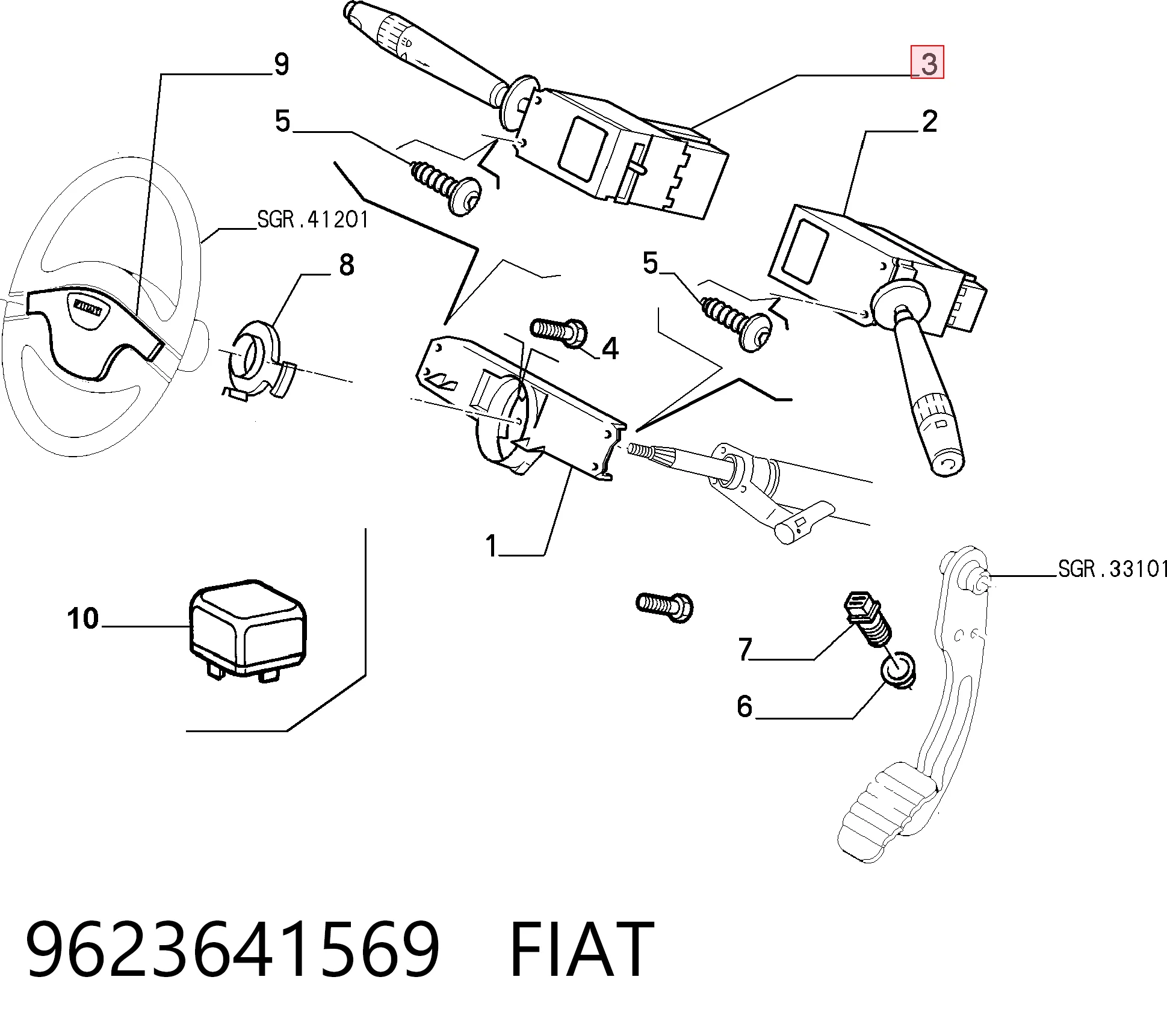 9623641569 Fiat/Alfa/Lancia Левый подрулевой переключатель