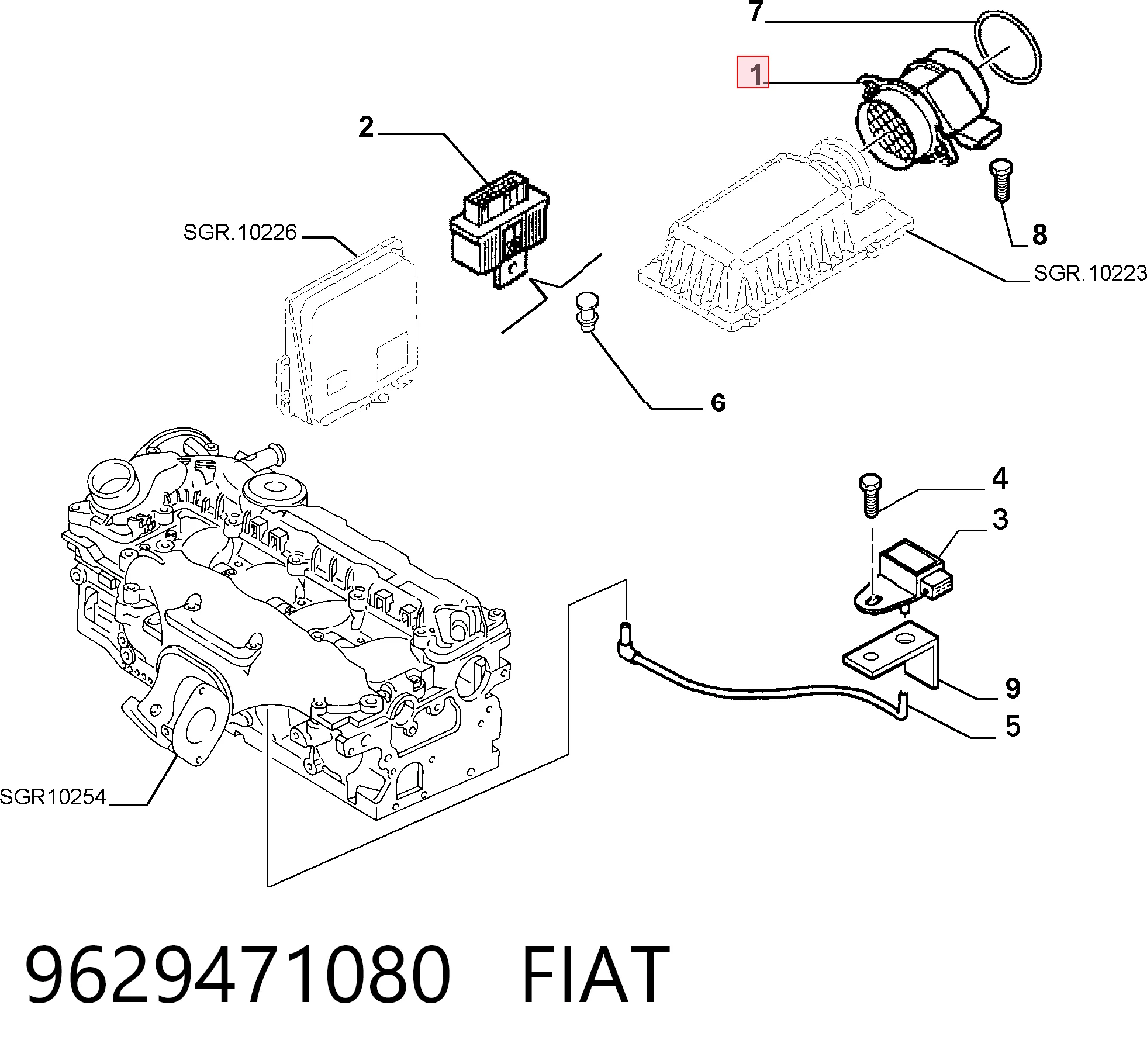 9629471080 Fiat/Alfa/Lancia Датчик расхода воздуха