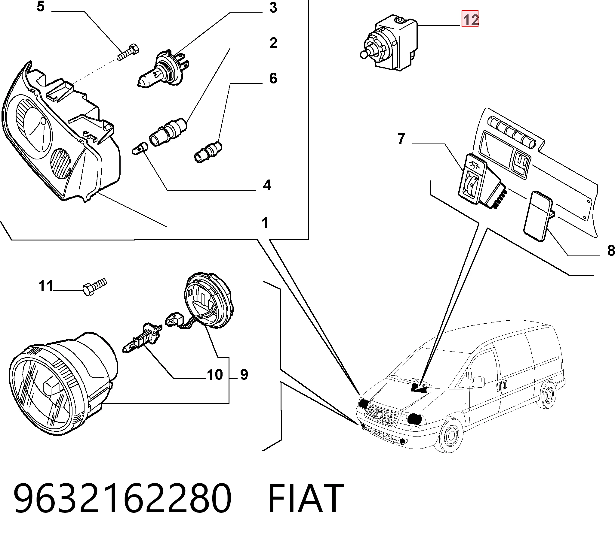 9632162280 Fiat/Alfa/Lancia Гидрокорректор фар