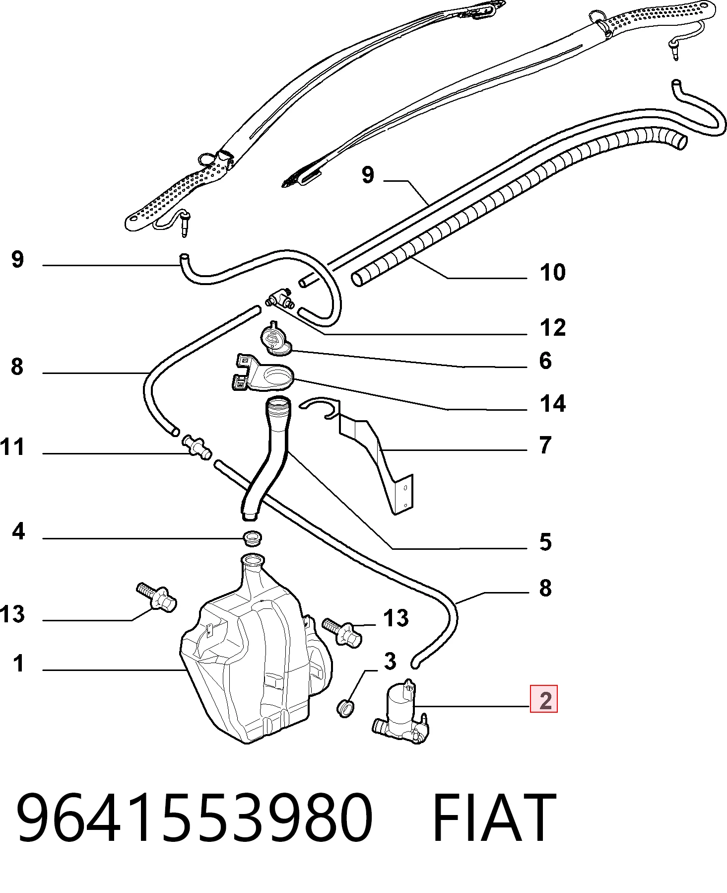 9641553980 Fiat/Alfa/Lancia Мотор омывателя лобового стекла