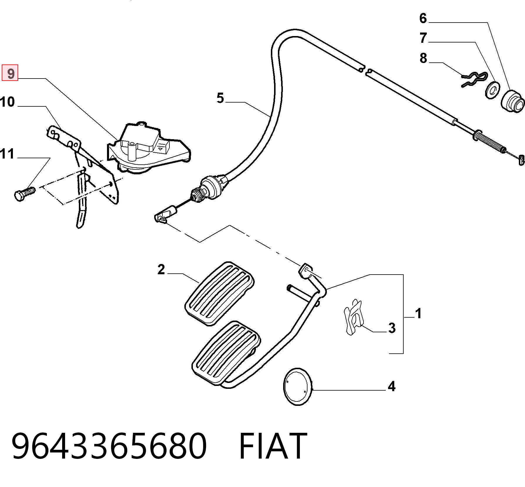 9643365680 Fiat/Alfa/Lancia Управление карбюратором (акселератор - управление подачей топлива)
