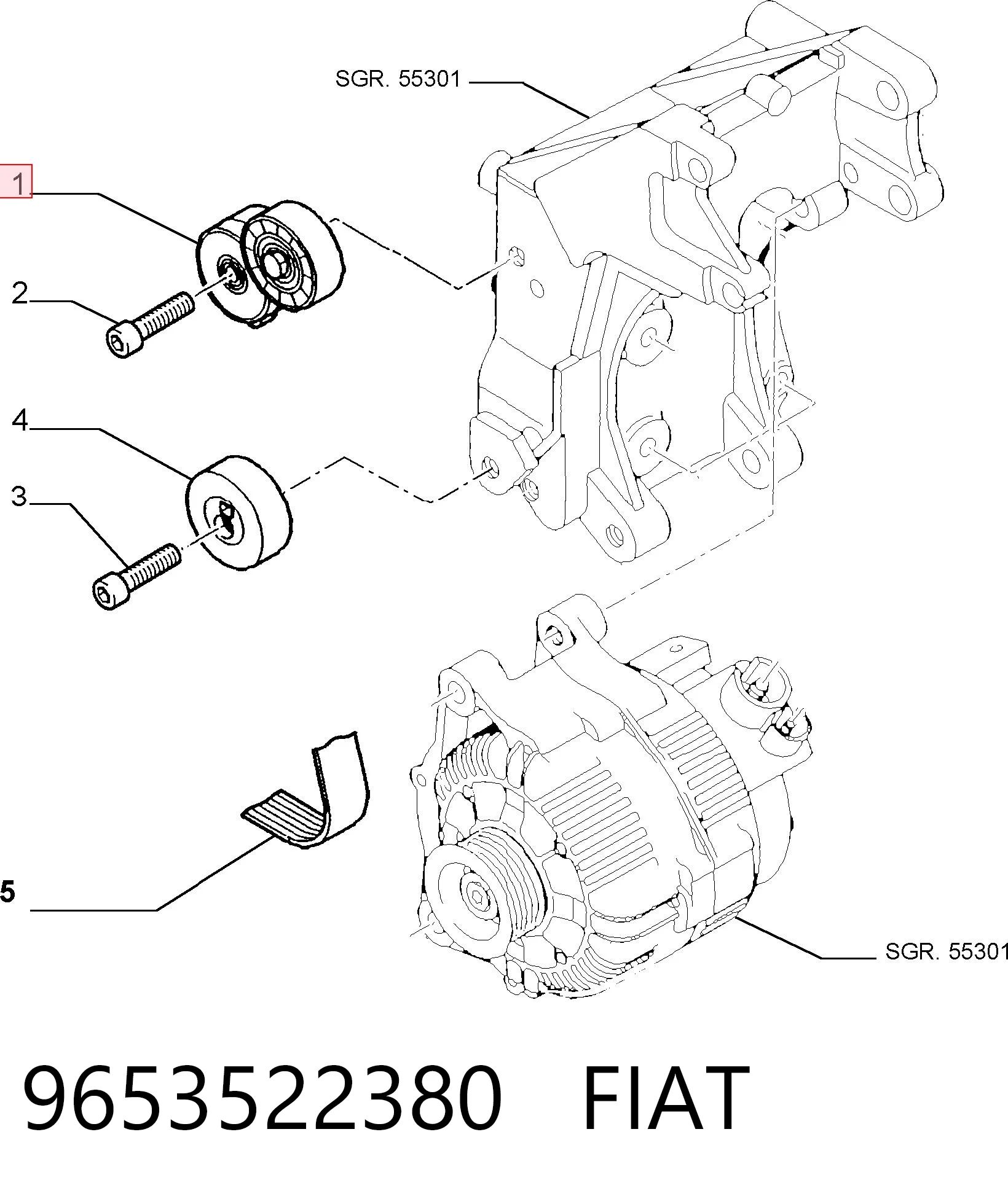 9653522380 Fiat/Alfa/Lancia Натяжитель клинового ремня